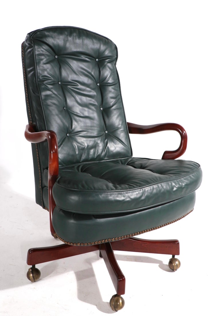 Leather Swivel Tilt Office Chair By, Traditional Leather Office Chair