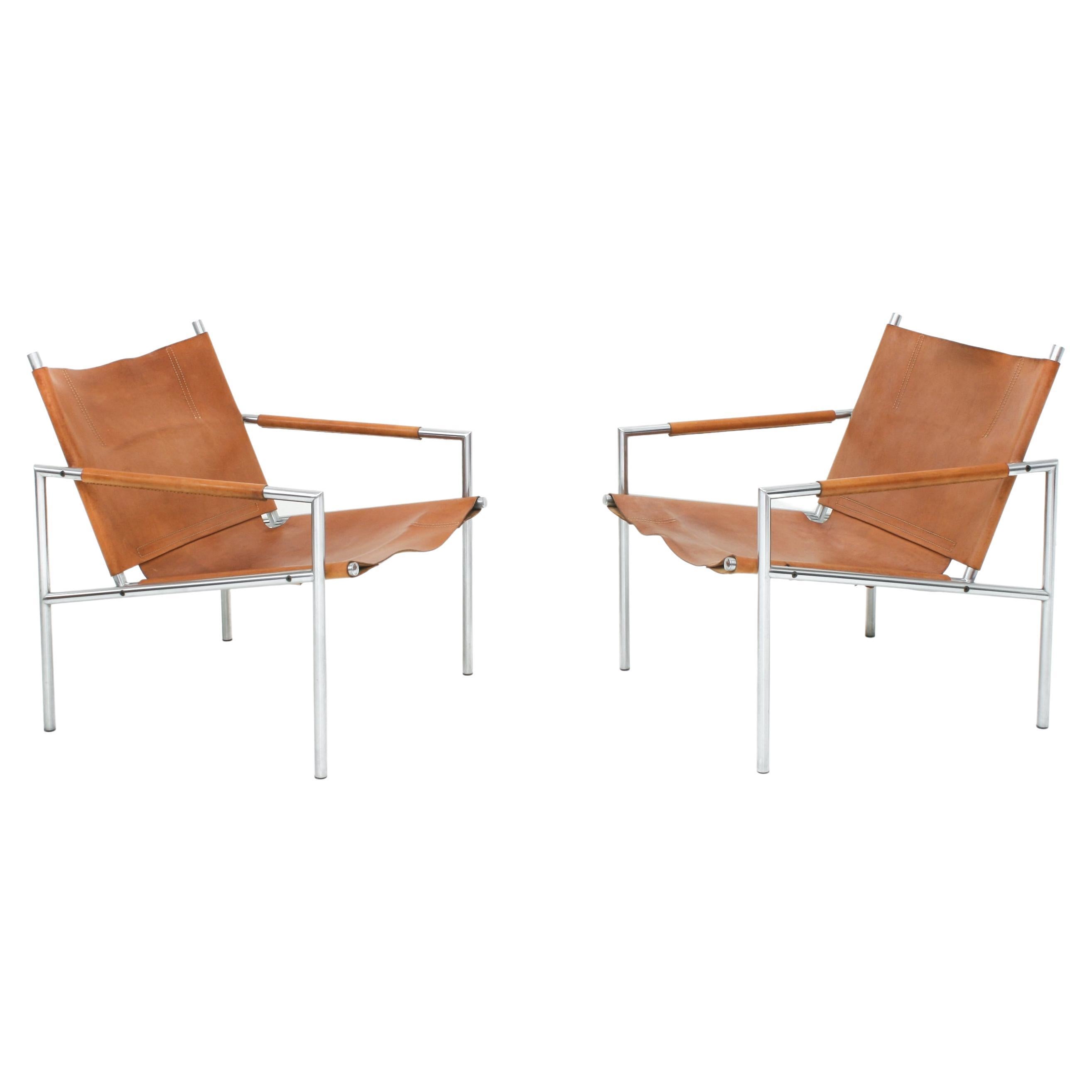 Leather Sz02 Sling Armchairs by Martin Visser for 'T Spectrum at 1stDibs