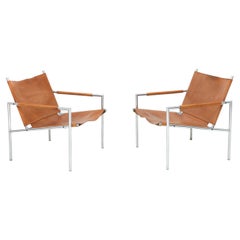 Leather Sz02 Sling Armchairs by Martin Visser for 'T Spectrum
