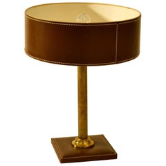 Leather Table Lamp Attributed Adnet