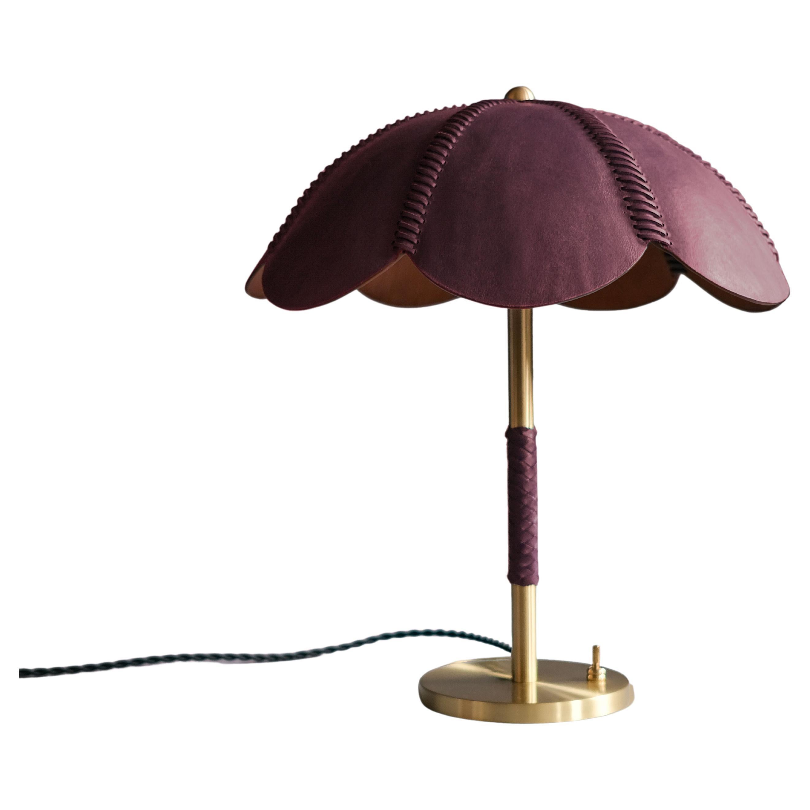 Leather Table Lamp, Berry, Capa, Saddle Lamp Collection For Sale