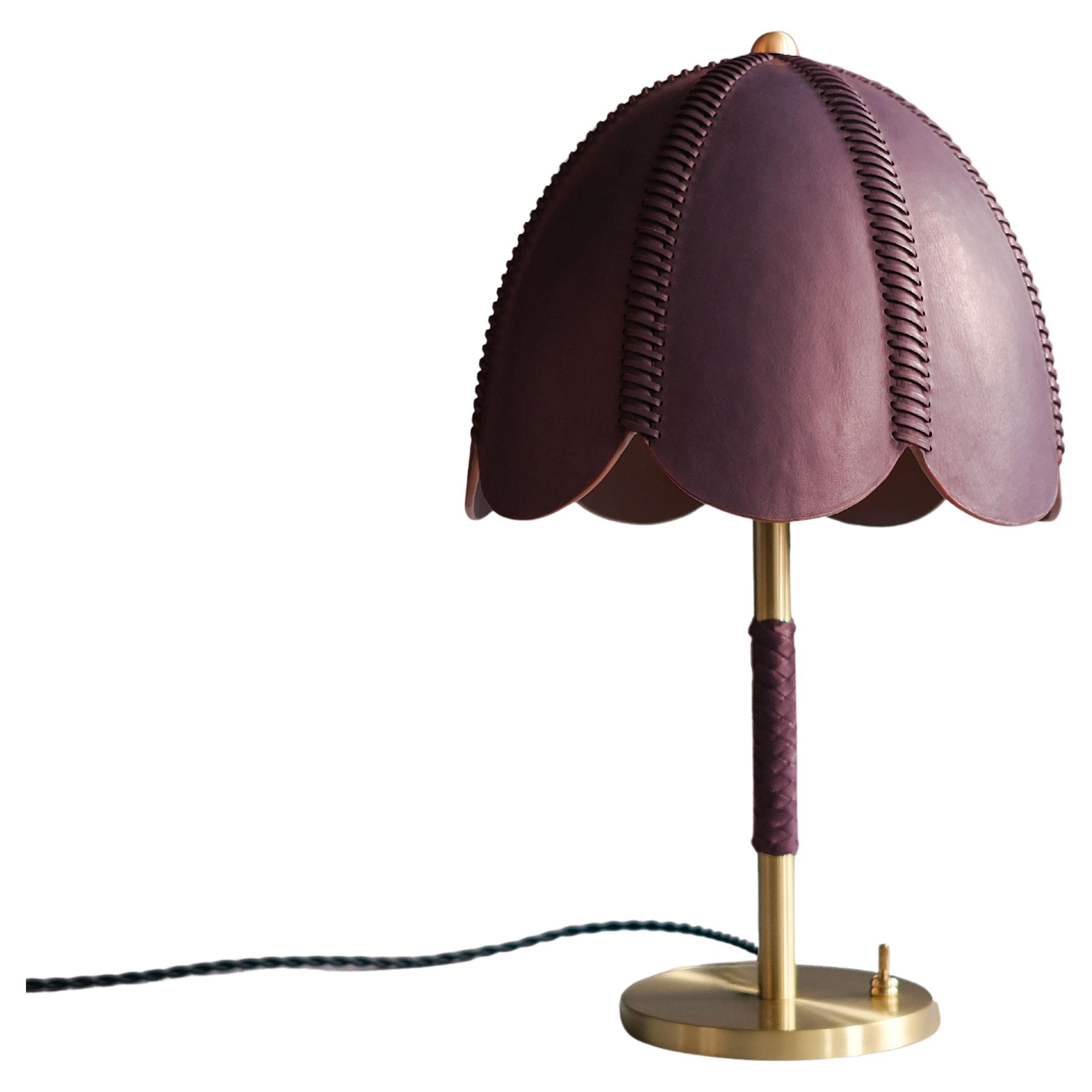 Leather Table Lamp, Berry, Doma, Saddle Lamp Collection