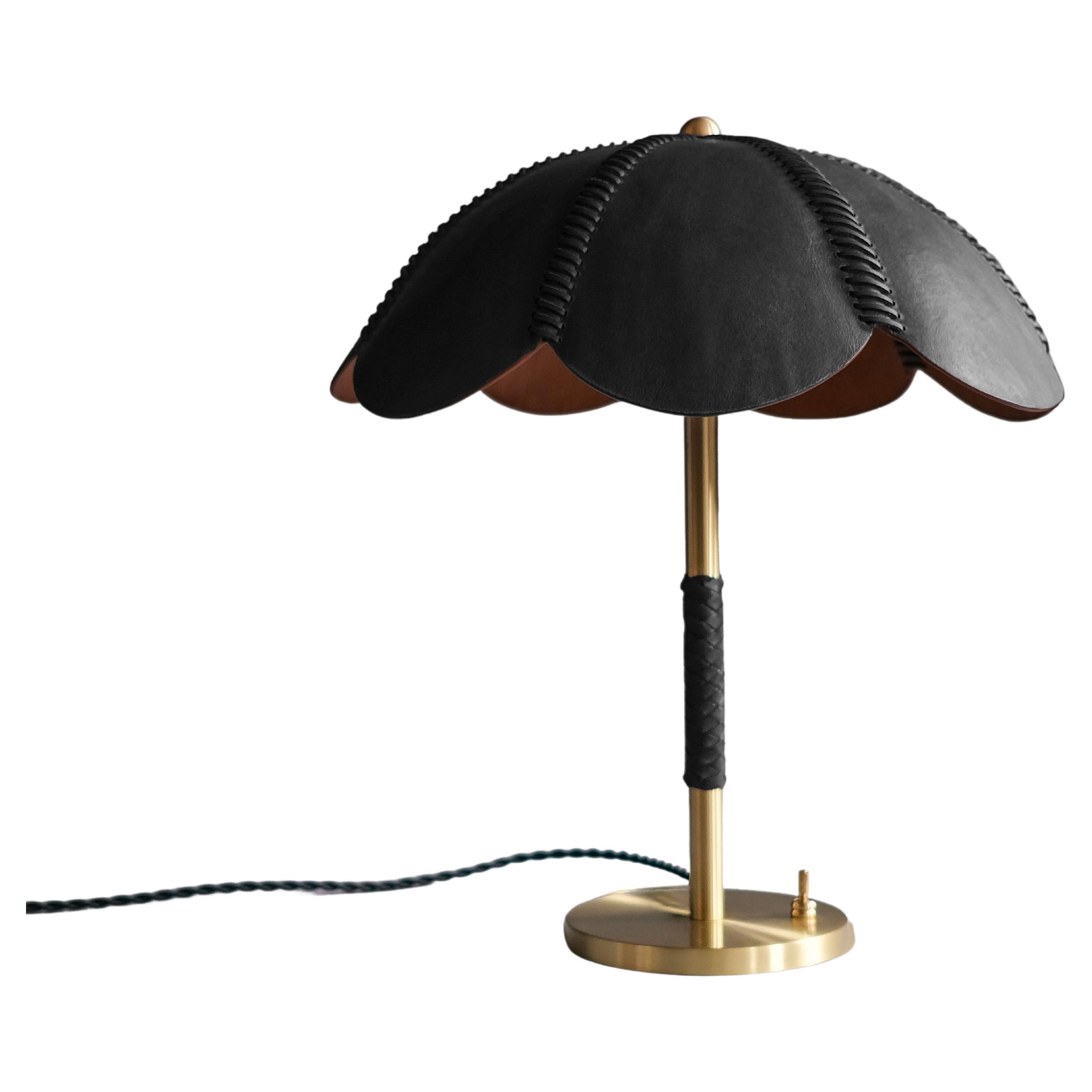 Leather Table Lamp, Black, Capa, Saddle Lamp Collection For Sale