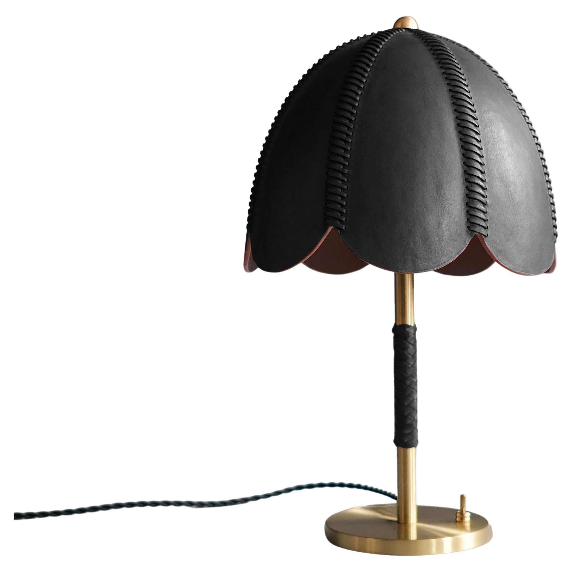 Leather Table Lamp, Black, Doma, Saddle Lamp Collection For Sale