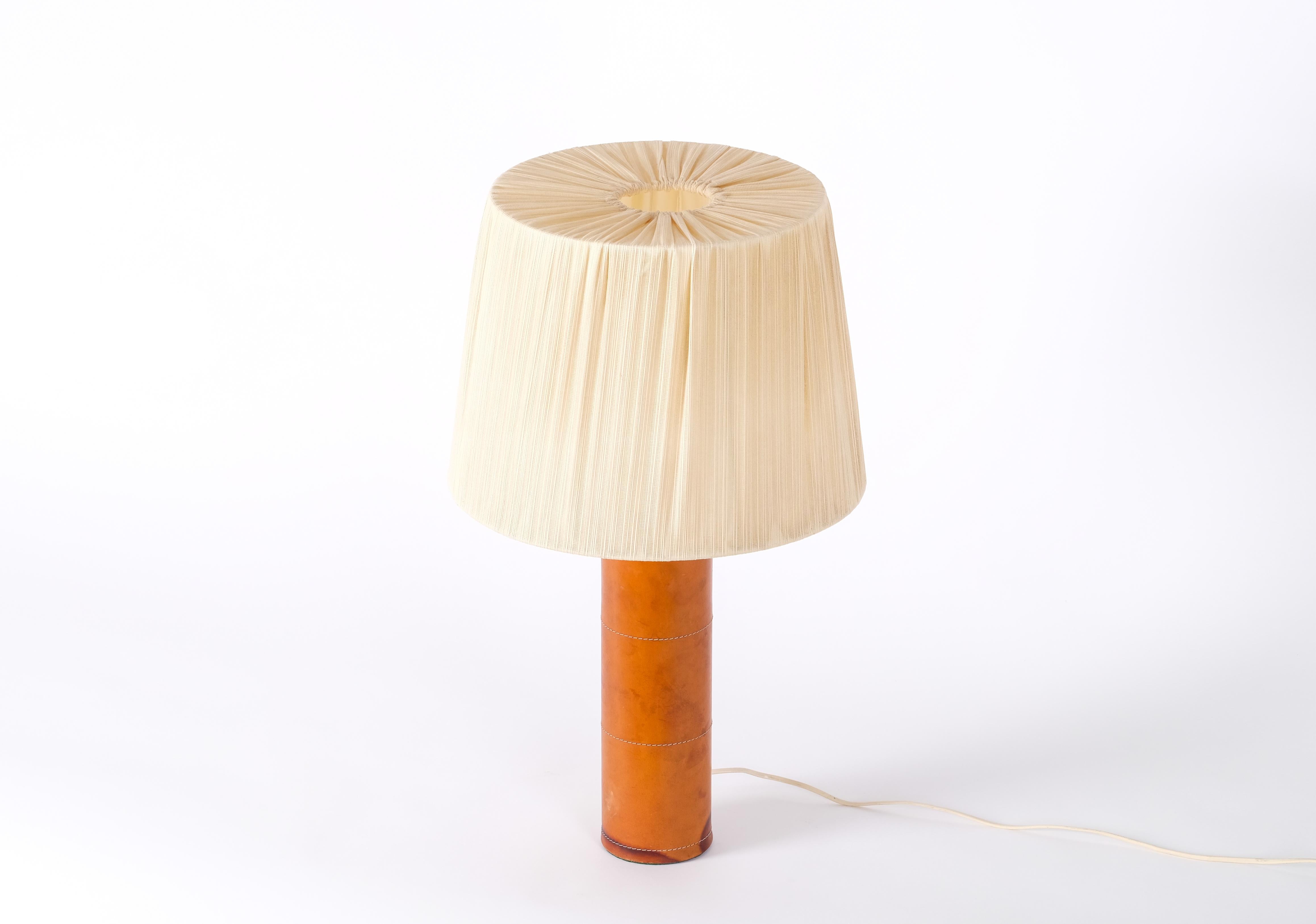 Swedish Leather table lamp by Bergboms, Sweden, 1960s For Sale