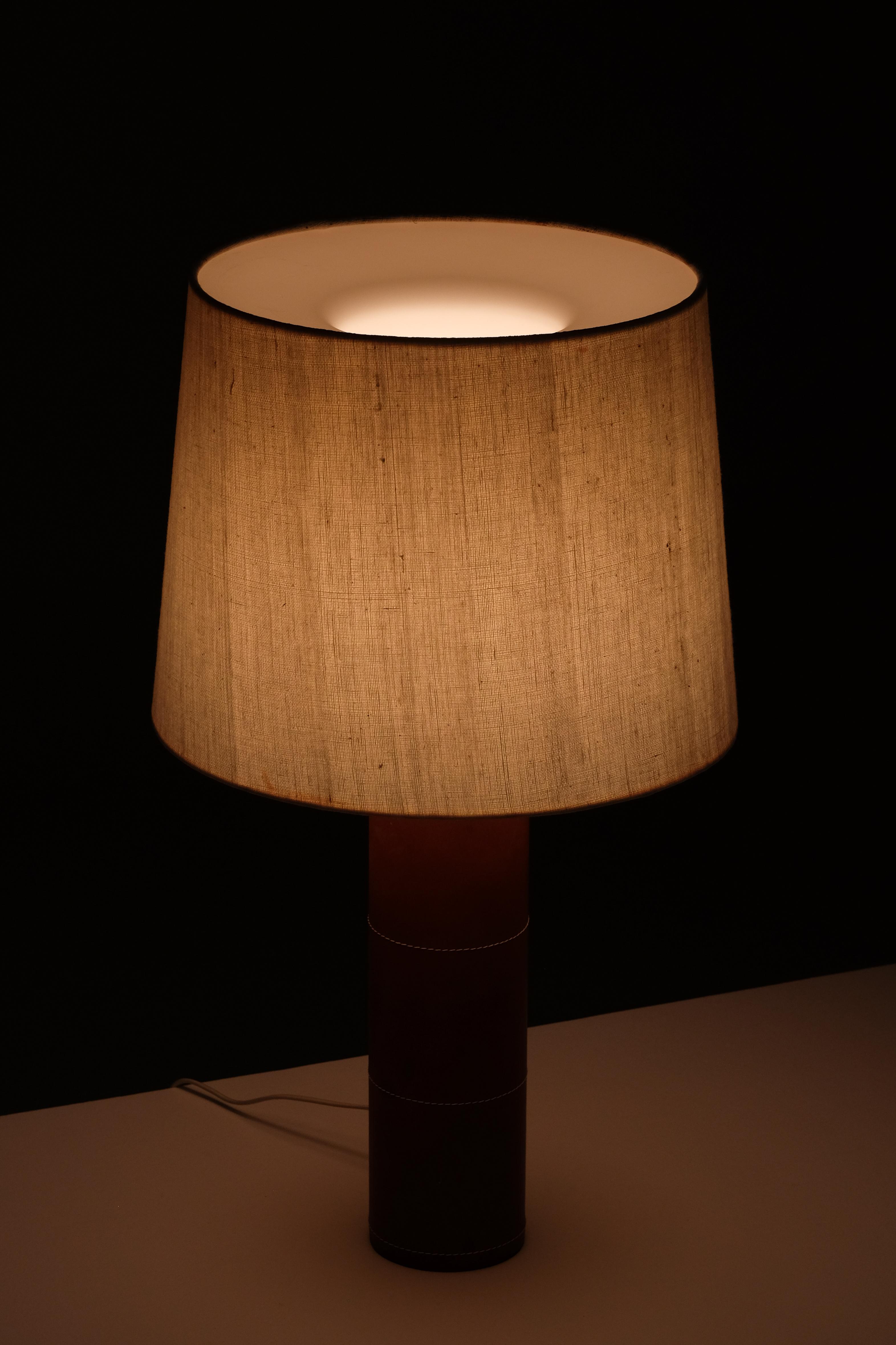 Swedish Leather table lamp by Bergboms, Sweden, 1960s For Sale