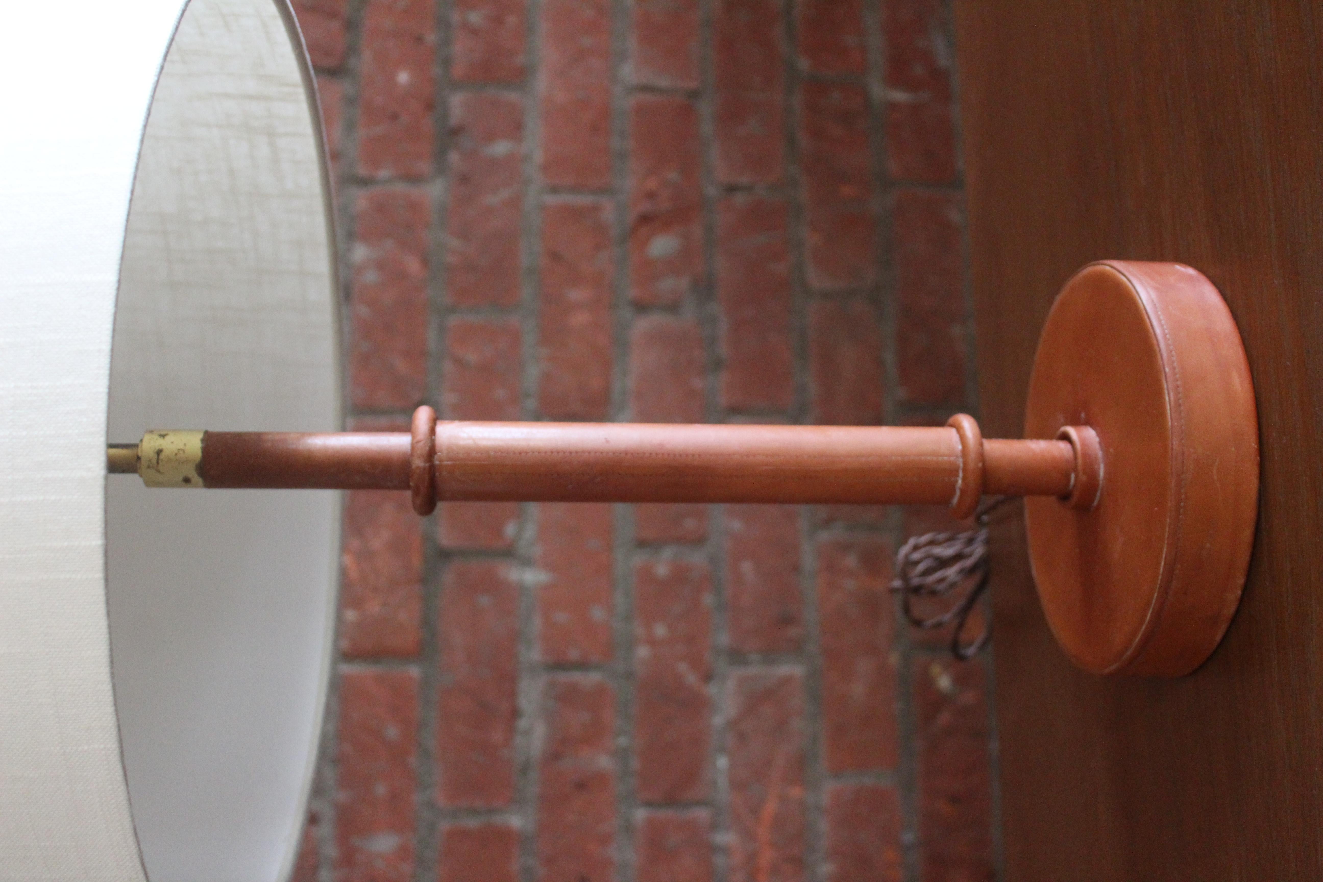 Leather Table Lamp by Jacques Adnet, France, 1950s 10