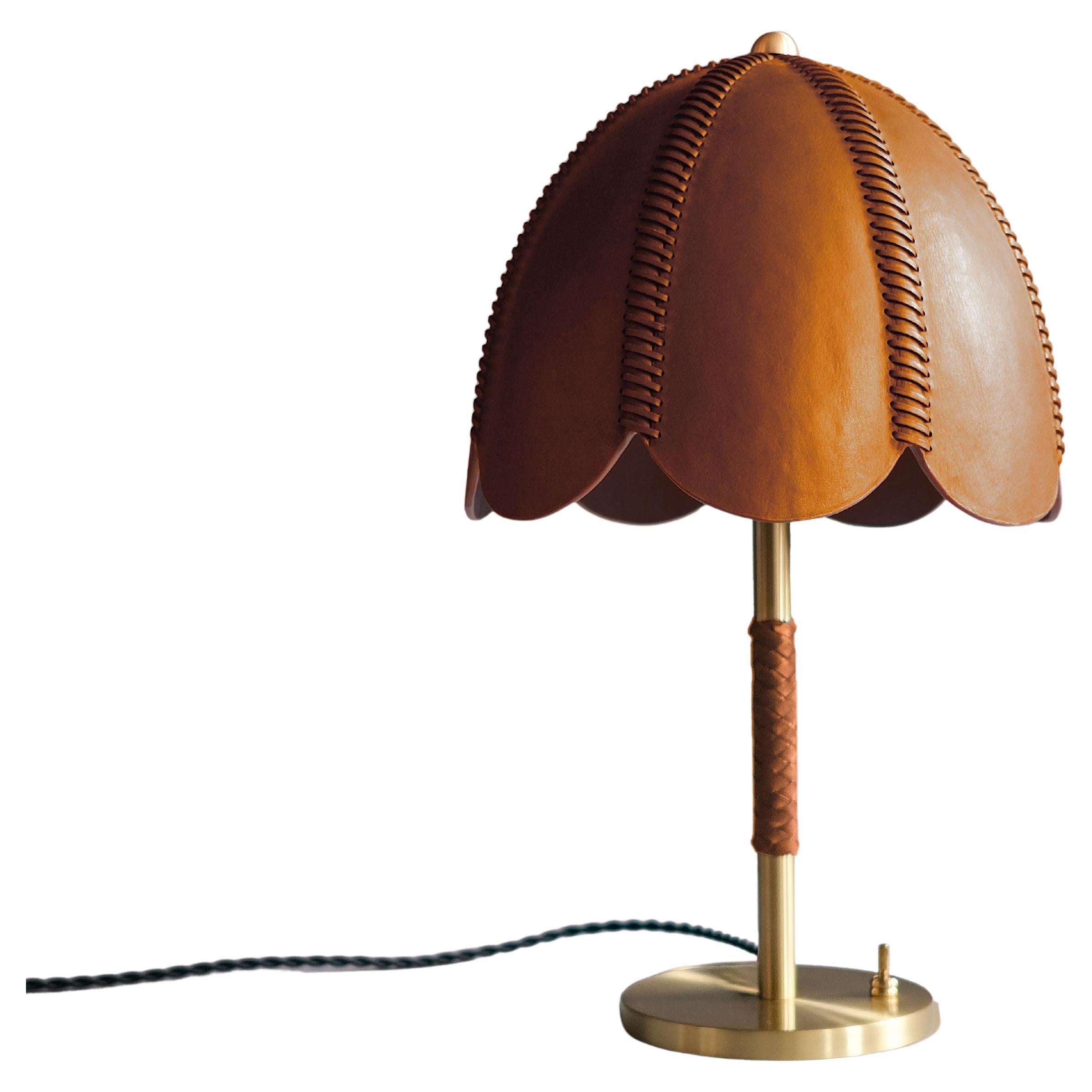 Leather Table Lamp, Camel, Doma, Saddle Lamp Collection For Sale