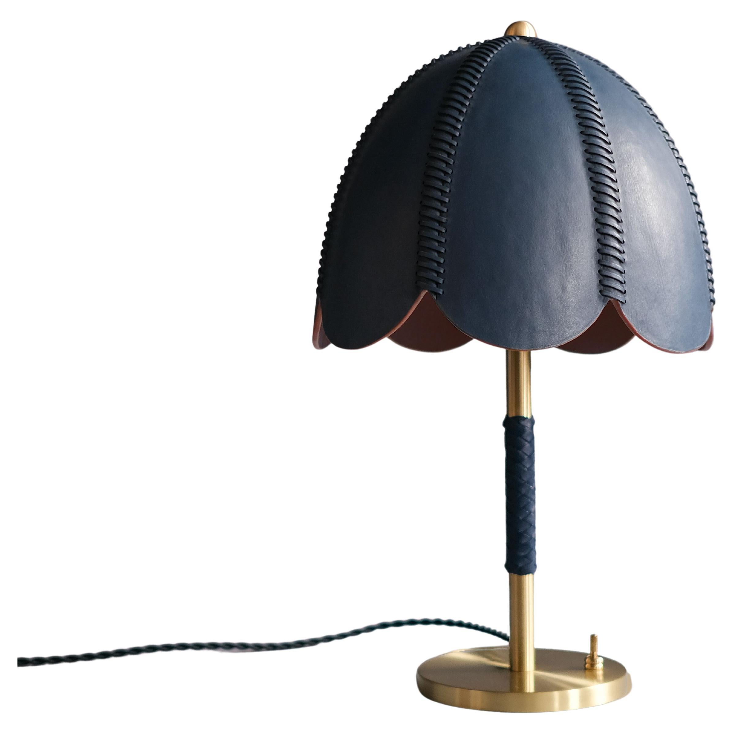 Lampe de Table en Cuir, Cobalt, Doma, Collection Lampe de Saddle