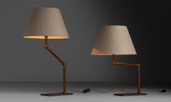Leather Table Lamps, England circa 1960
