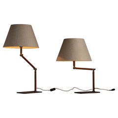 Leather Table Lamps, England circa 1960