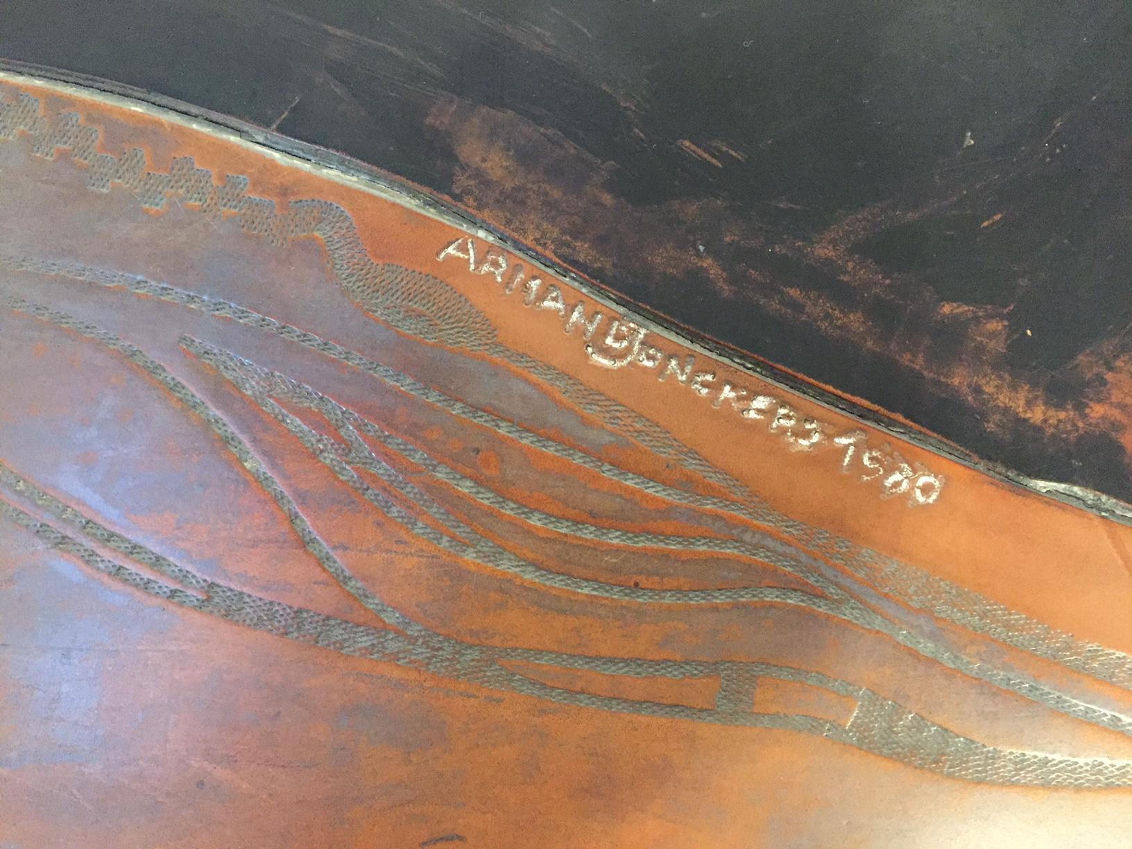 Leather Table Signed by Armand Jonckers, Belgium, 1980 (Belgisch) im Angebot