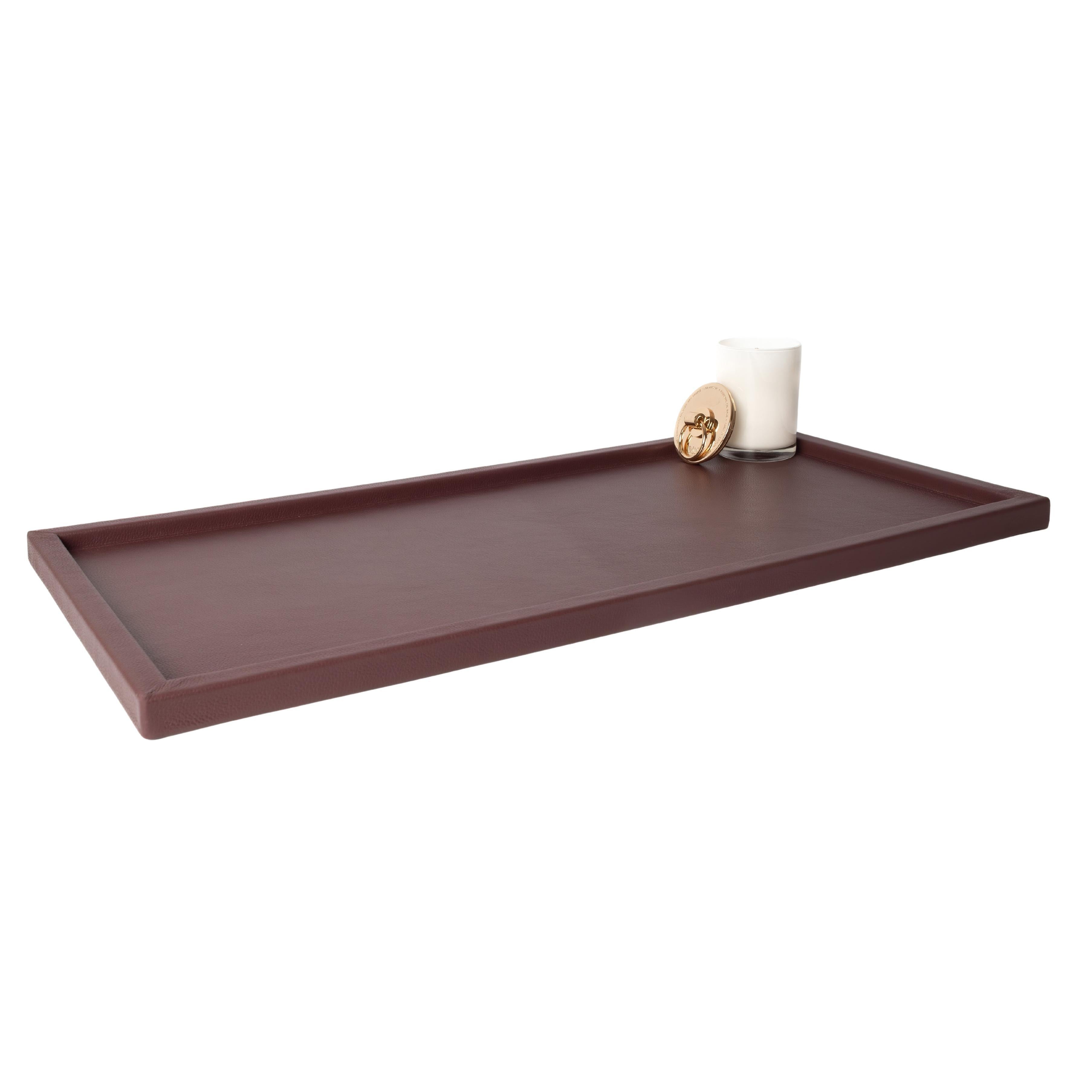Plateau de table en cuir ALESSIA - Extra Long - Couleur : Vin