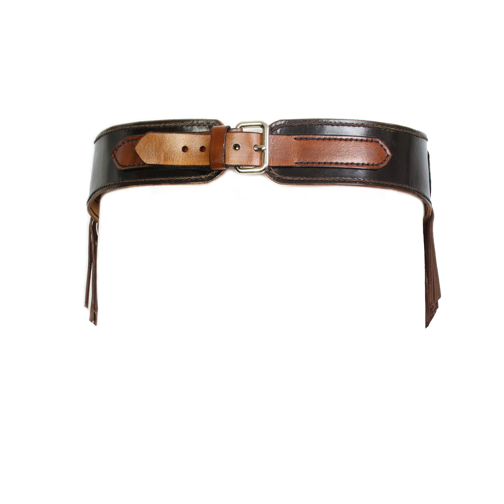 leather fringe belt