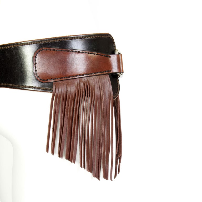 Leather Tassel Fringe Belt RARE OneOff Piece Adjustable Buckle