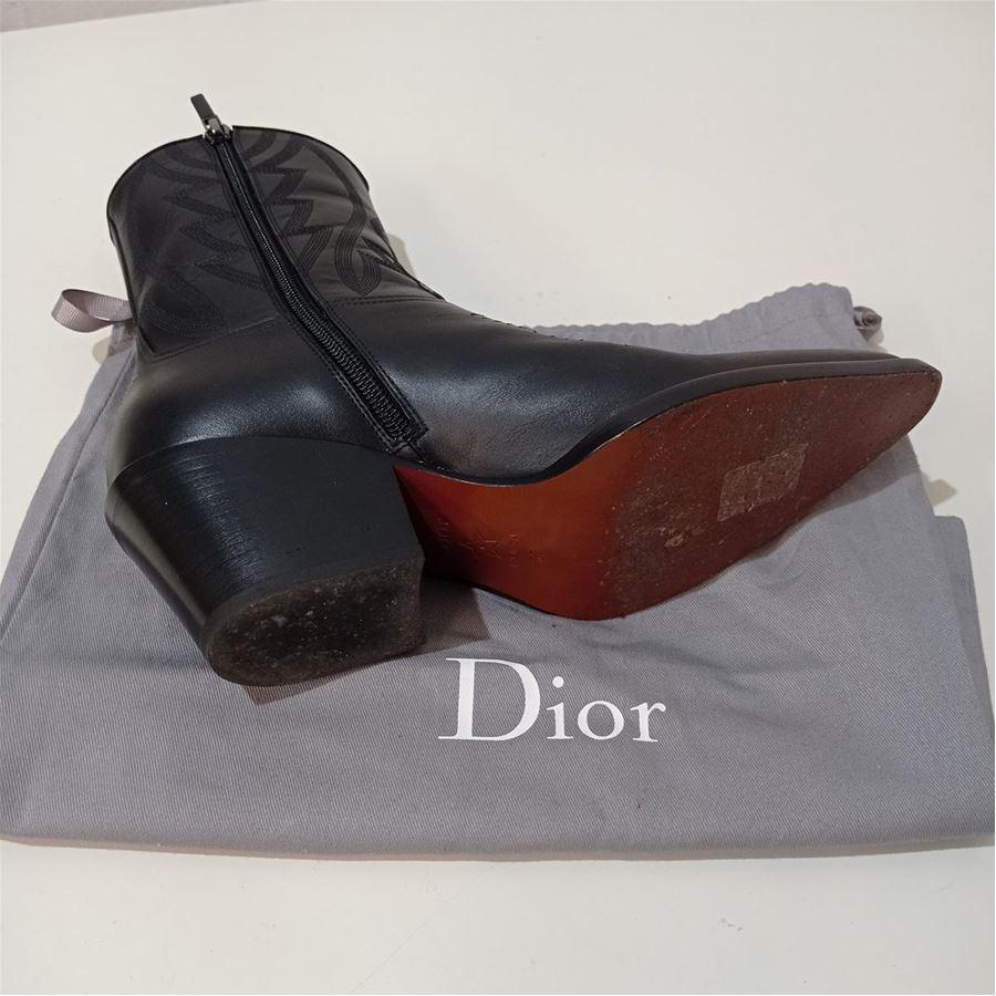 Black Christian Dior Leather texas half boots size 37