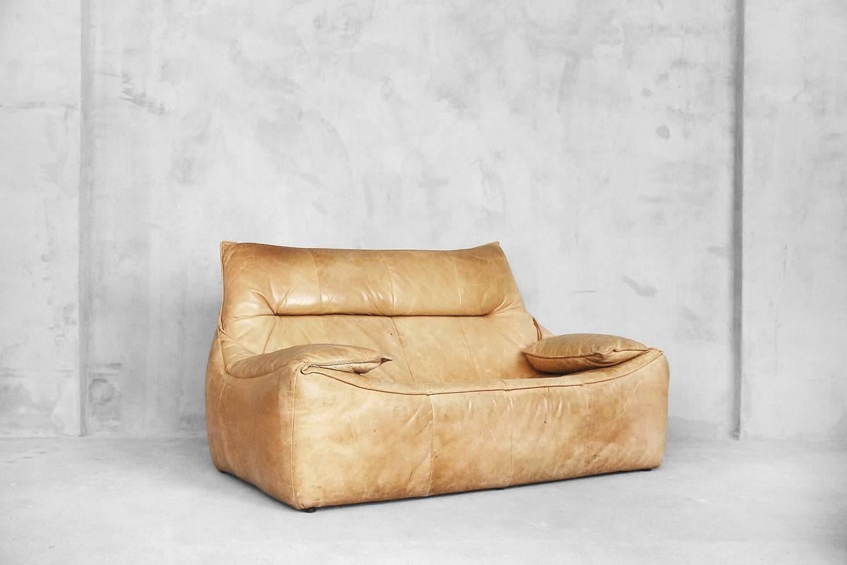 Dutch Leather the Rock Sofa by Gerard Van Den Berg for Montis, 1970s