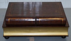 Leather Theodore Alexander Faux Scholars Books Large Coffee Table with Drawers