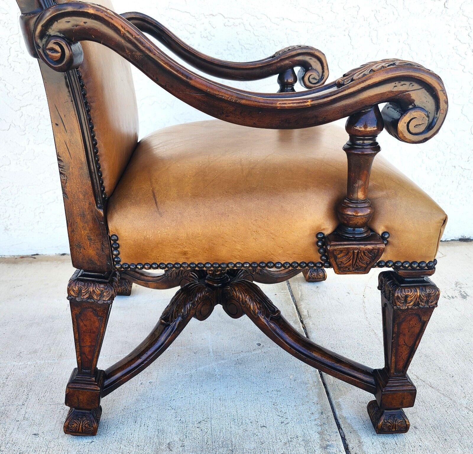 Leather Throne Armchair by THEODORE ALEXANDER For Sale 7