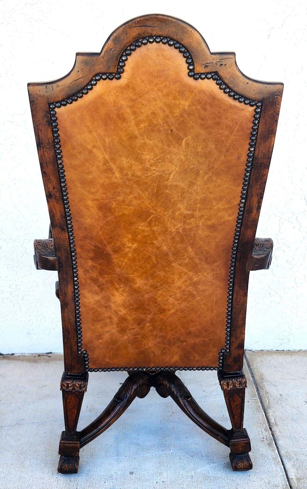 Leather Throne Armchair by THEODORE ALEXANDER In Good Condition For Sale In Lake Worth, FL
