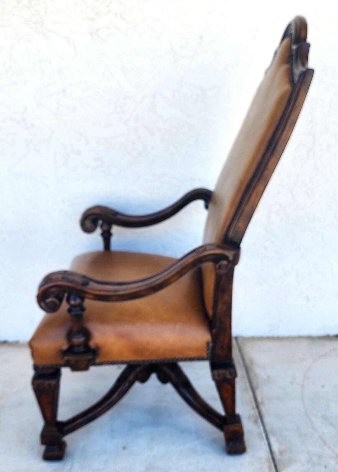 20th Century Leather Throne Armchair by THEODORE ALEXANDER For Sale