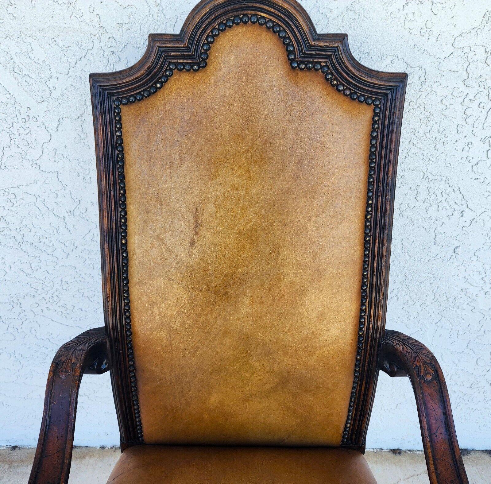 Leather Throne Armchair by THEODORE ALEXANDER For Sale 2