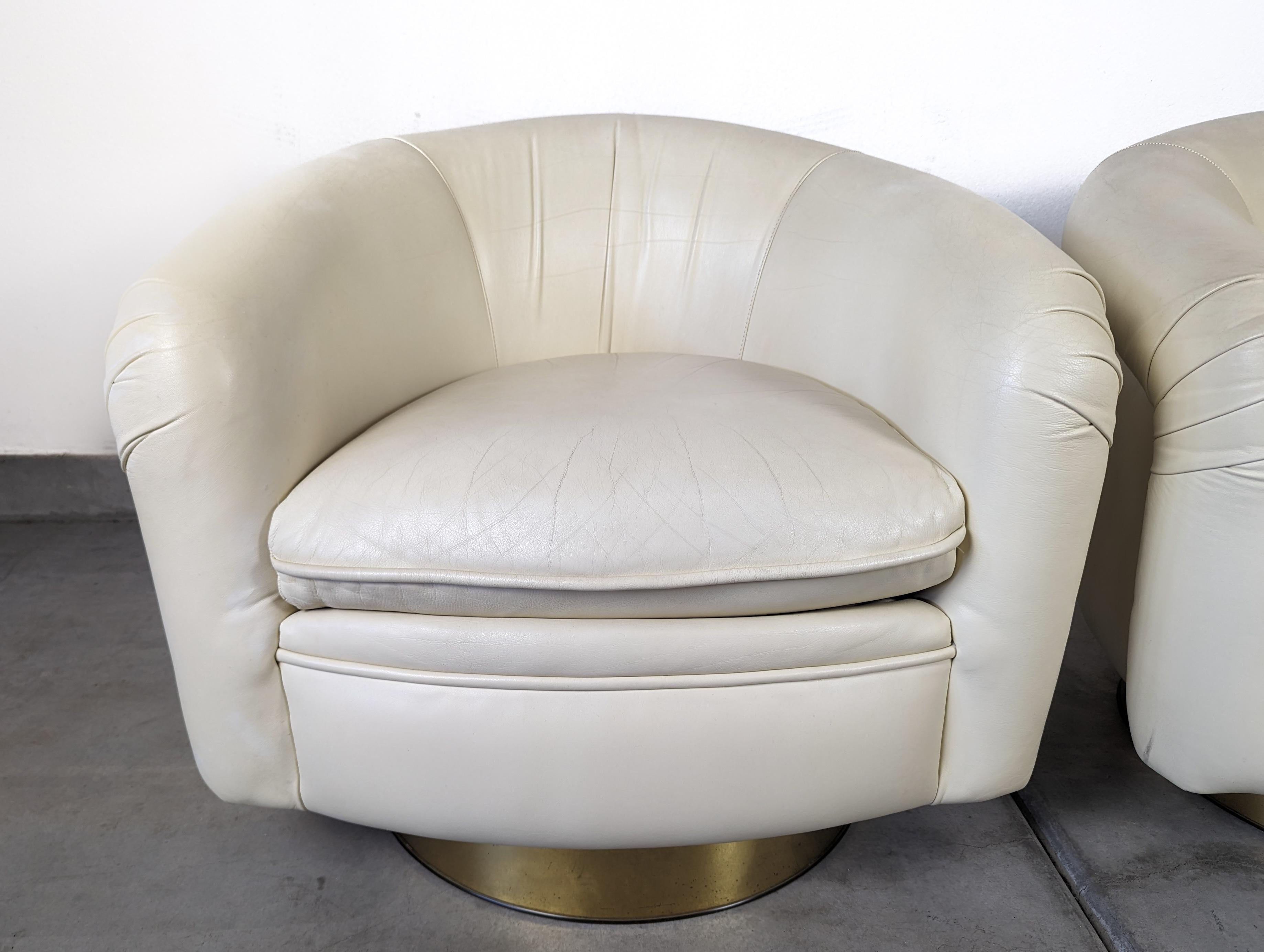 Leather Tilt Swivel Lounge Chairs by Milo Baughman for Thayer Coggin, c1970s For Sale 8
