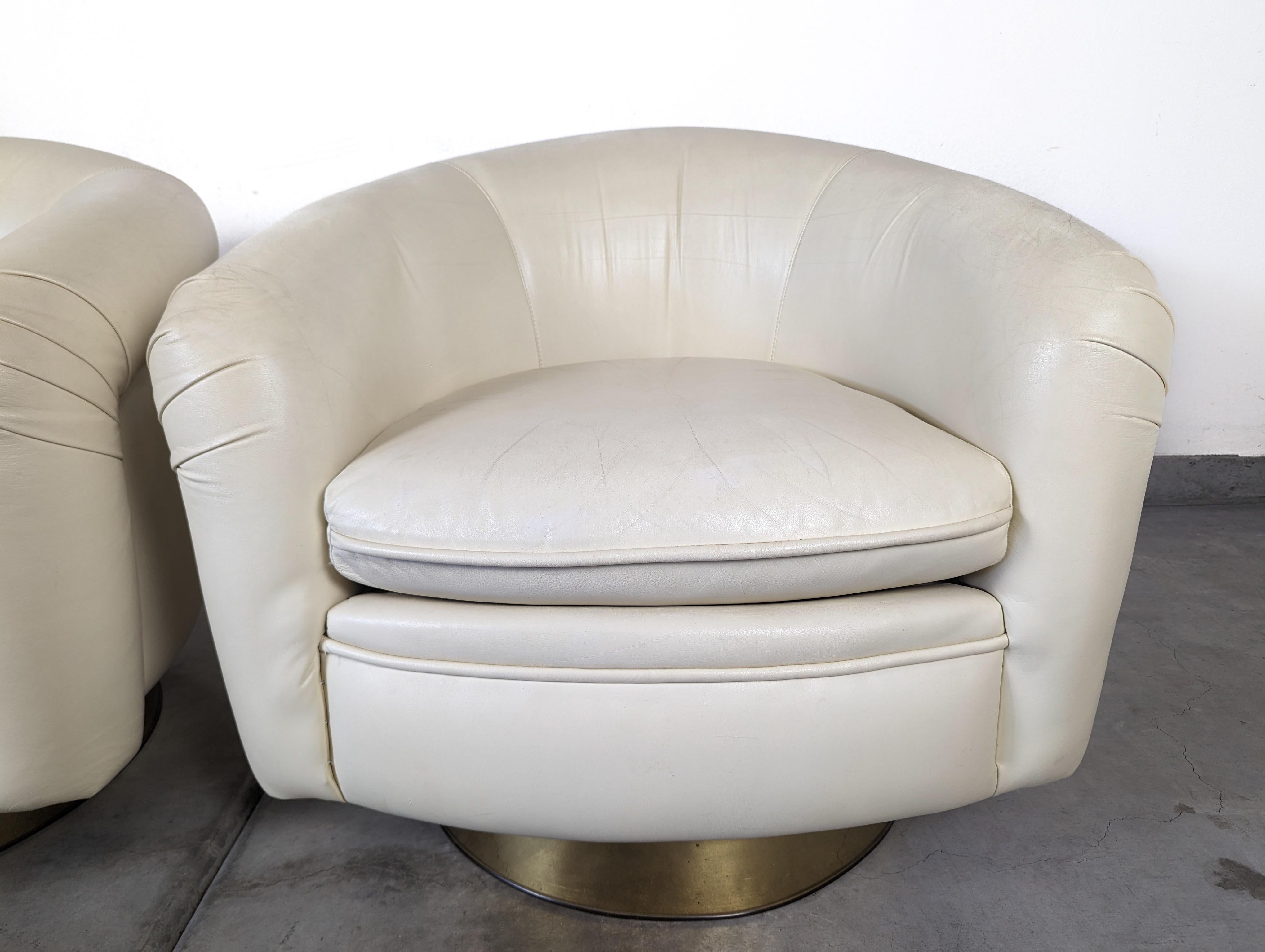 Leather Tilt Swivel Lounge Chairs by Milo Baughman for Thayer Coggin, c1970s For Sale 9