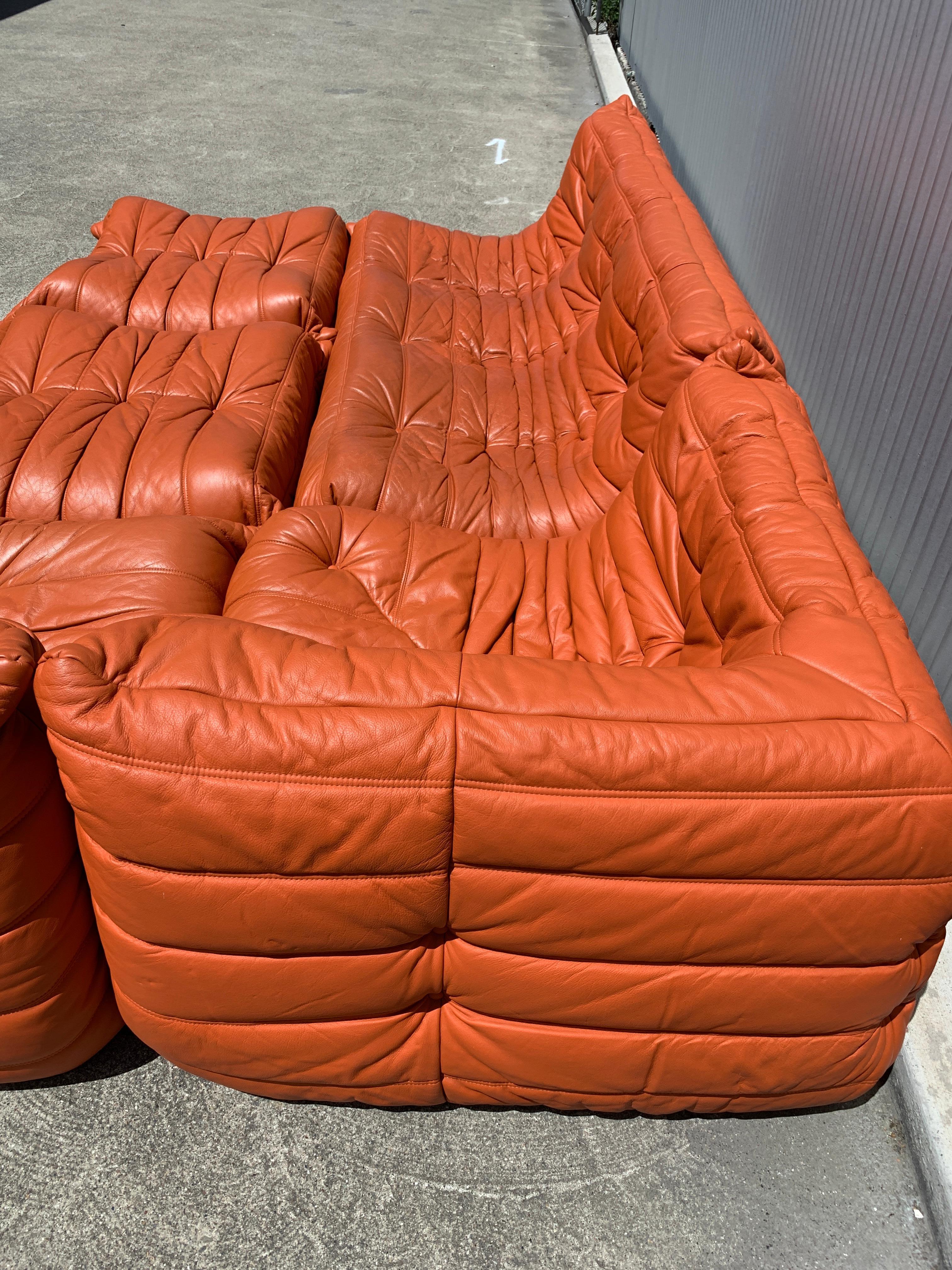 Leather Togo Sectional Sofa by Michel Ducaroy for Ligne Roset, France 5