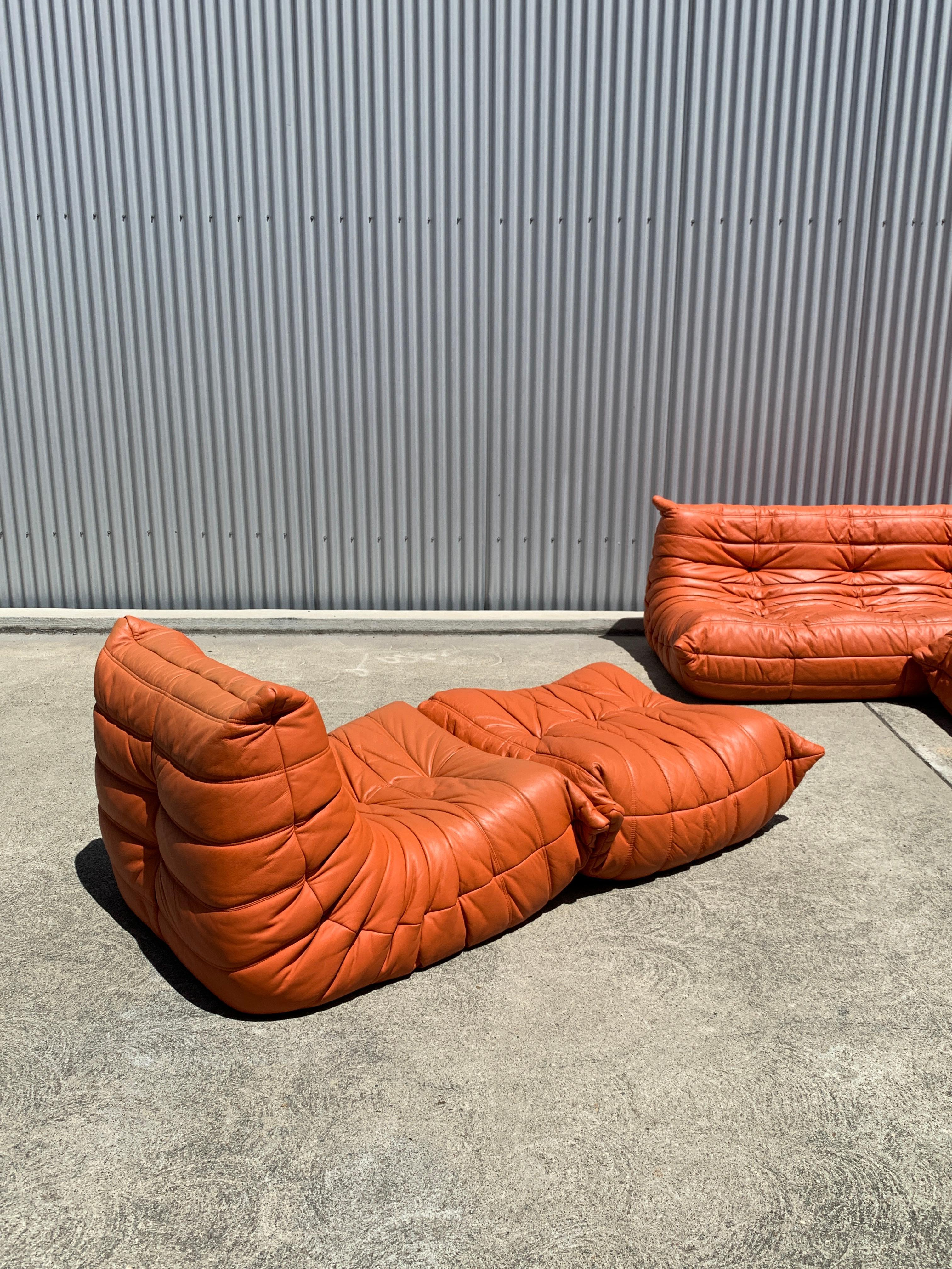 European Leather Togo Sectional Sofa by Michel Ducaroy for Ligne Roset, France