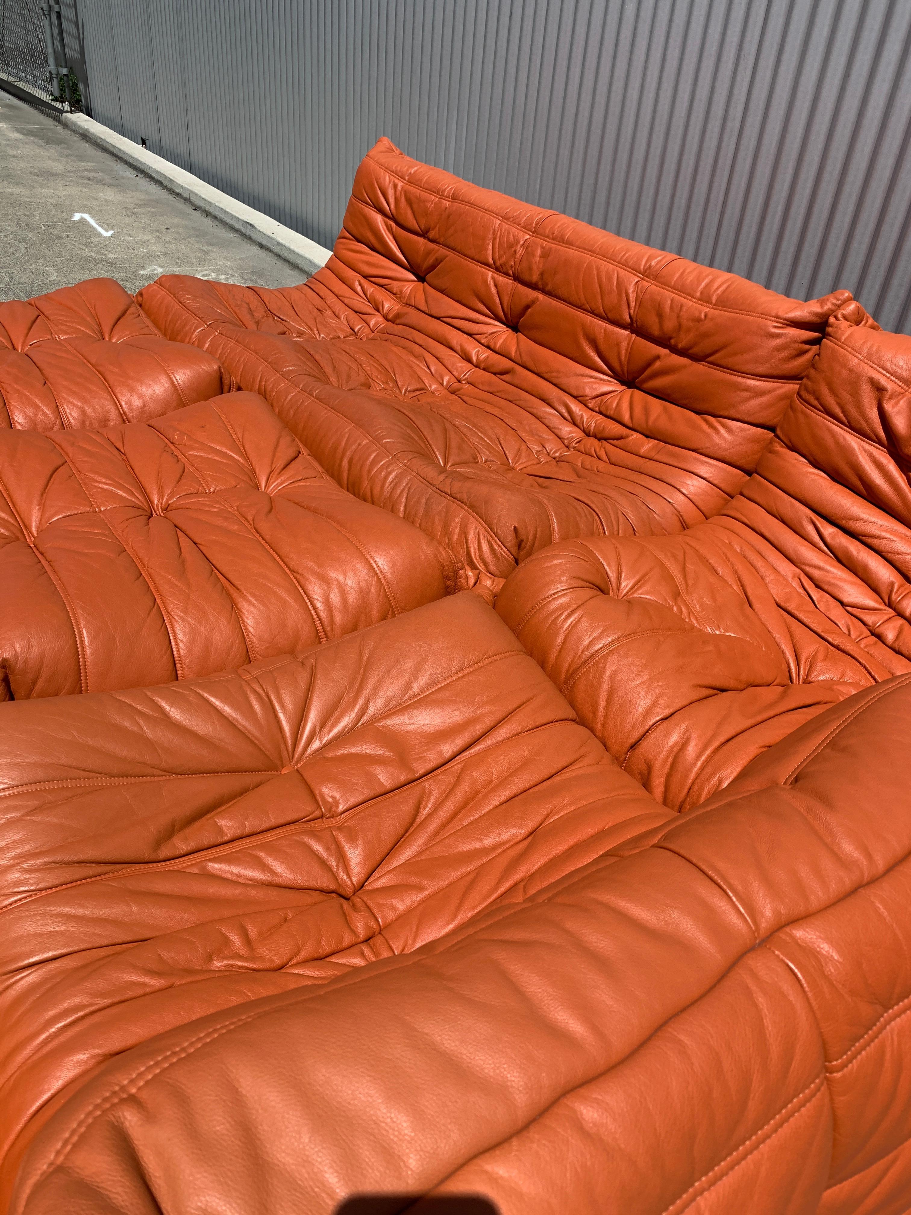 Leather Togo Sectional Sofa by Michel Ducaroy for Ligne Roset, France In Good Condition In Danville, CA