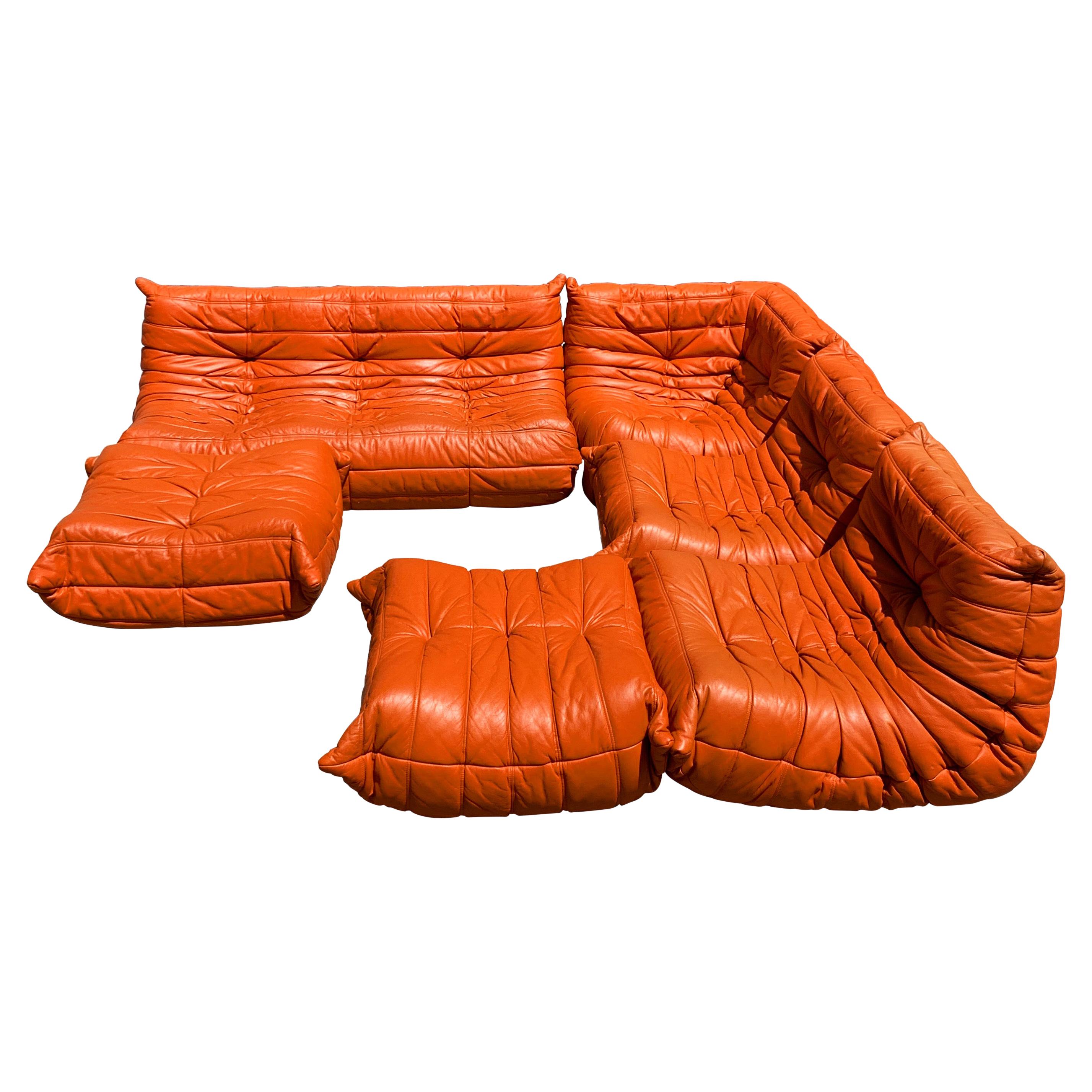 Leather Togo Sectional Sofa by Michel Ducaroy for Ligne Roset, France