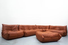 Leather "Togo" Sofa set by Michel Ducaroy for Ligne Roset, France, 1970s