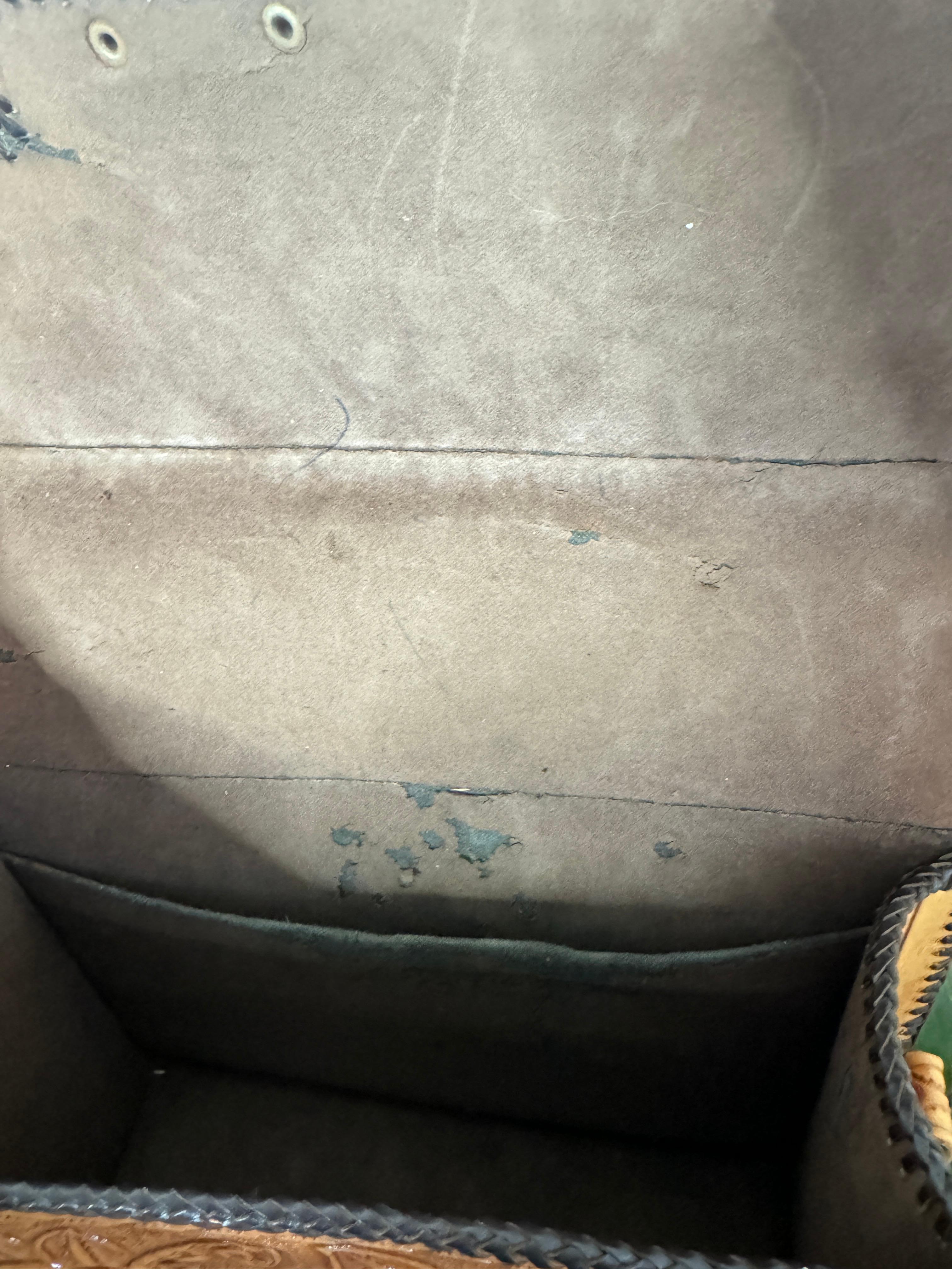 Sac à main en cuir toilé - Sac en cuir vieilli vintage en vente 5