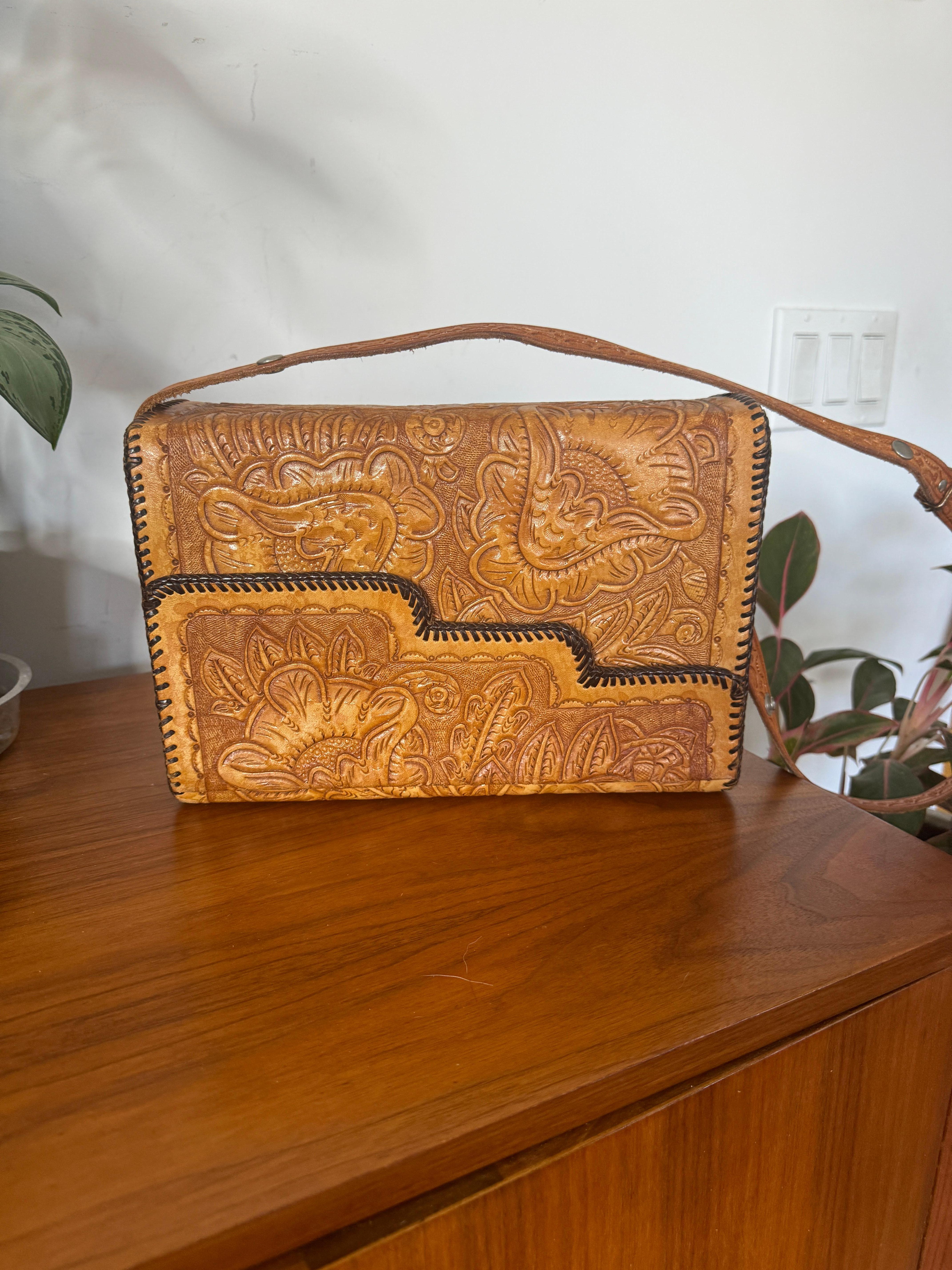 Sac à main en cuir toilé - Sac en cuir vieilli vintage Pour femmes en vente