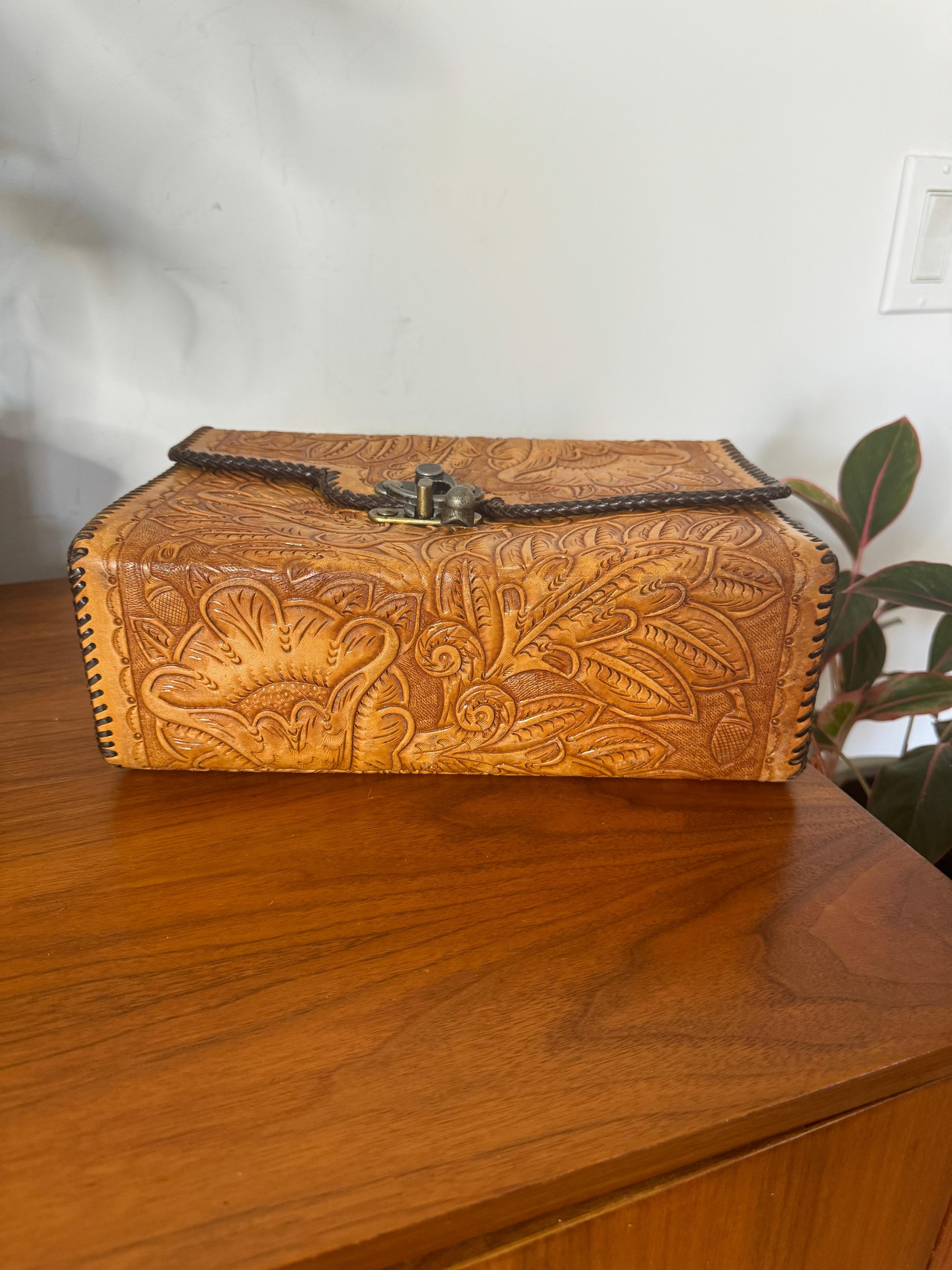 Sac à main en cuir toilé - Sac en cuir vieilli vintage en vente 4