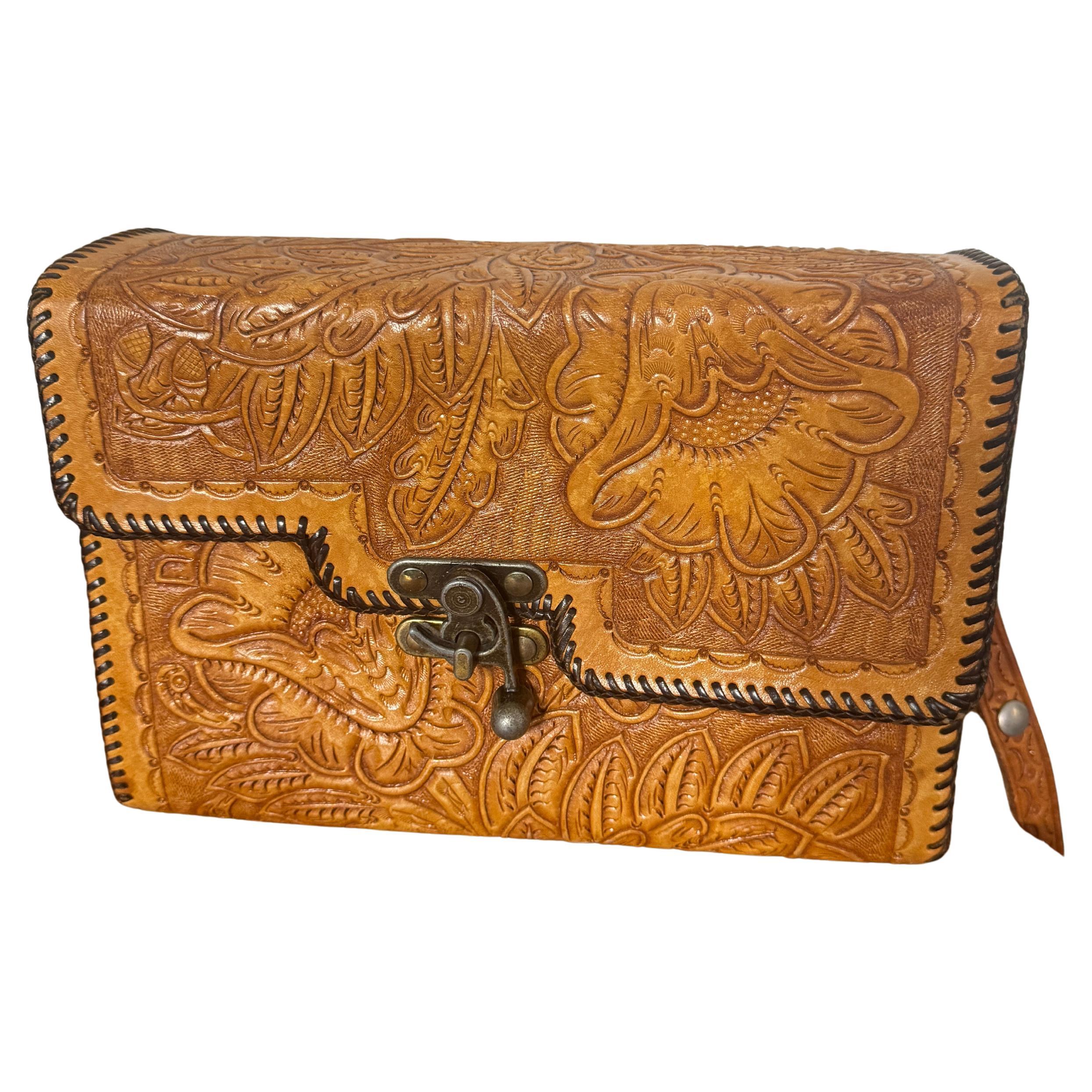 Sac à main en cuir toilé - Sac en cuir vieilli vintage