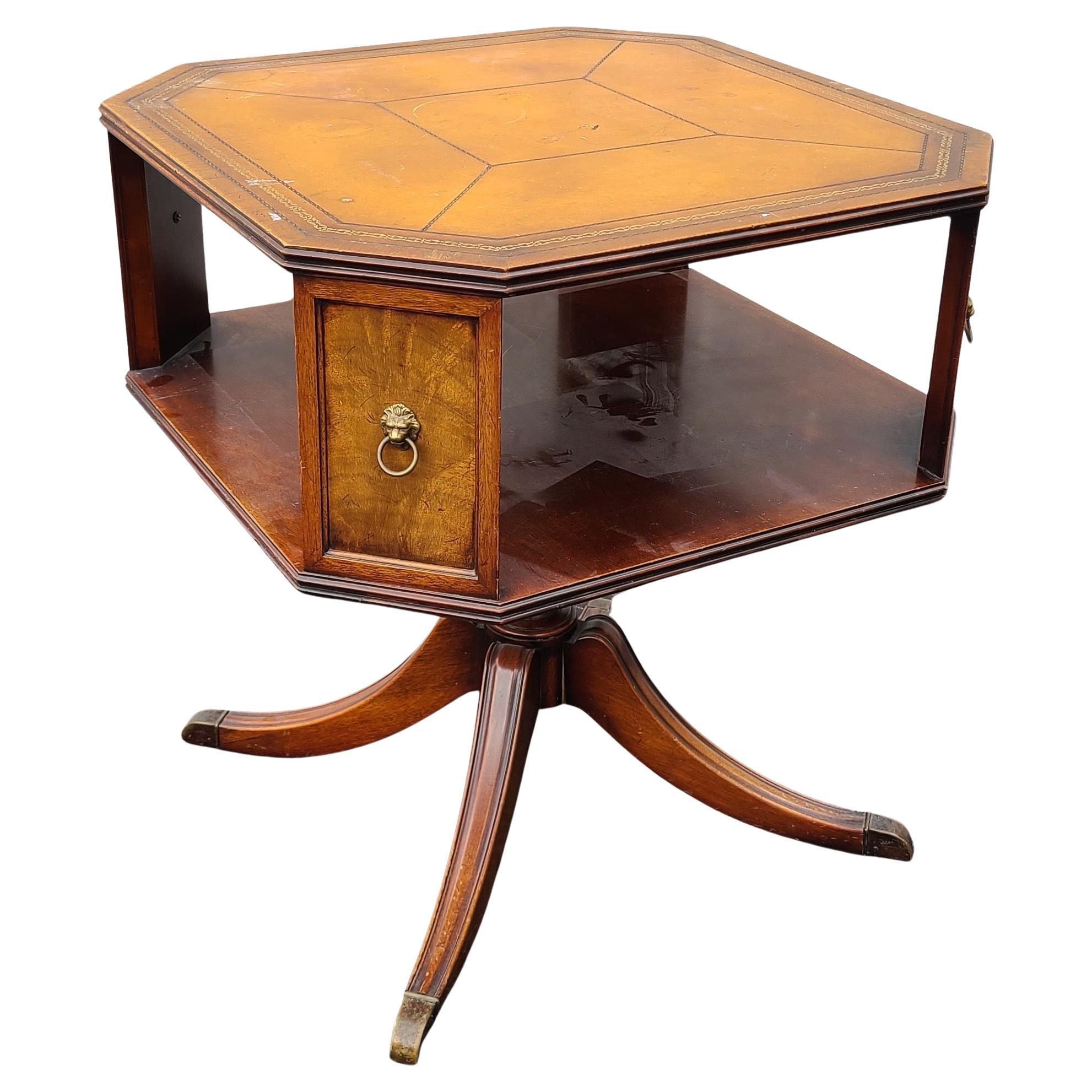 Mid-20th Century Leather Top Barrister's Side Table by Heritage For Sale