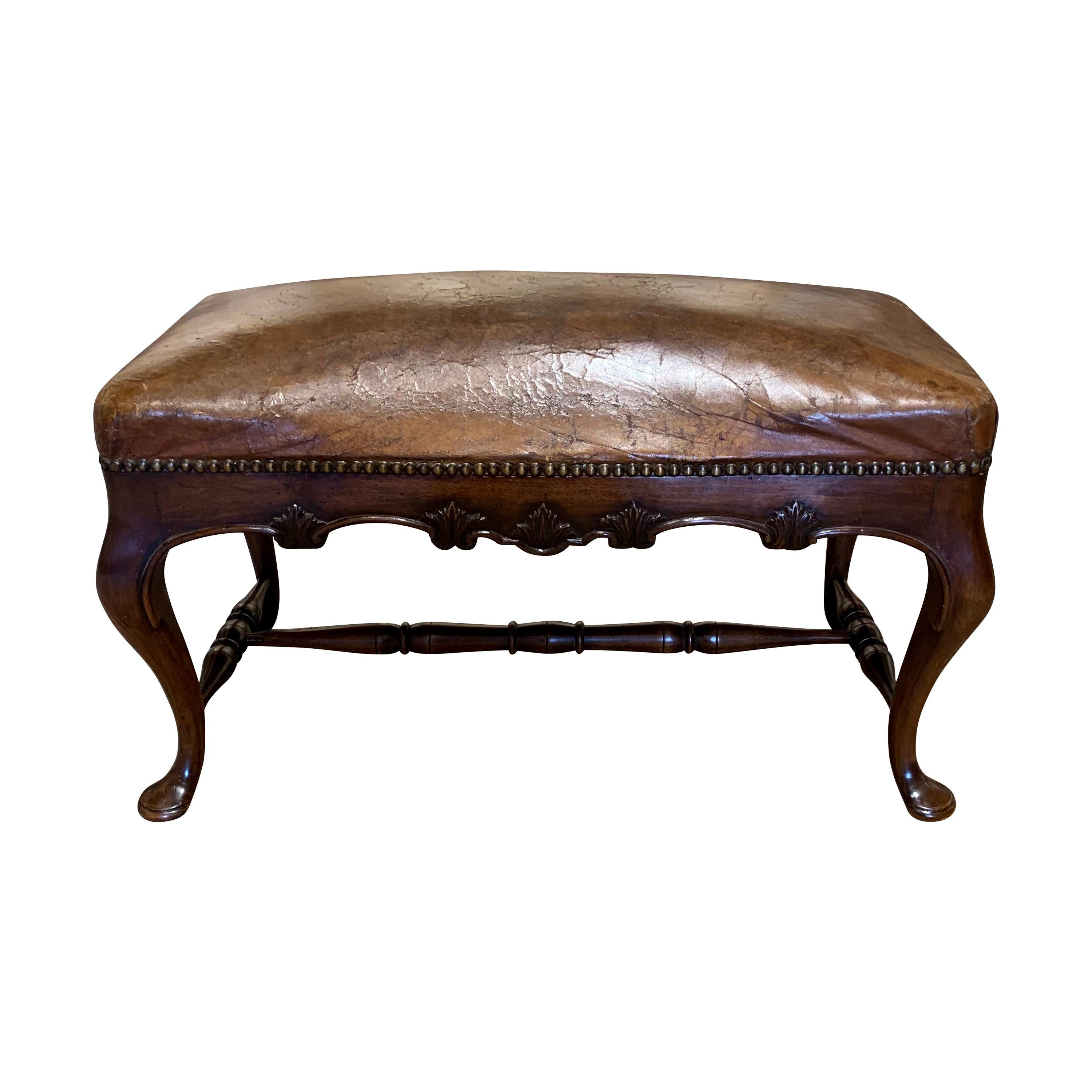 Leather Top Bench, England, 19th Century