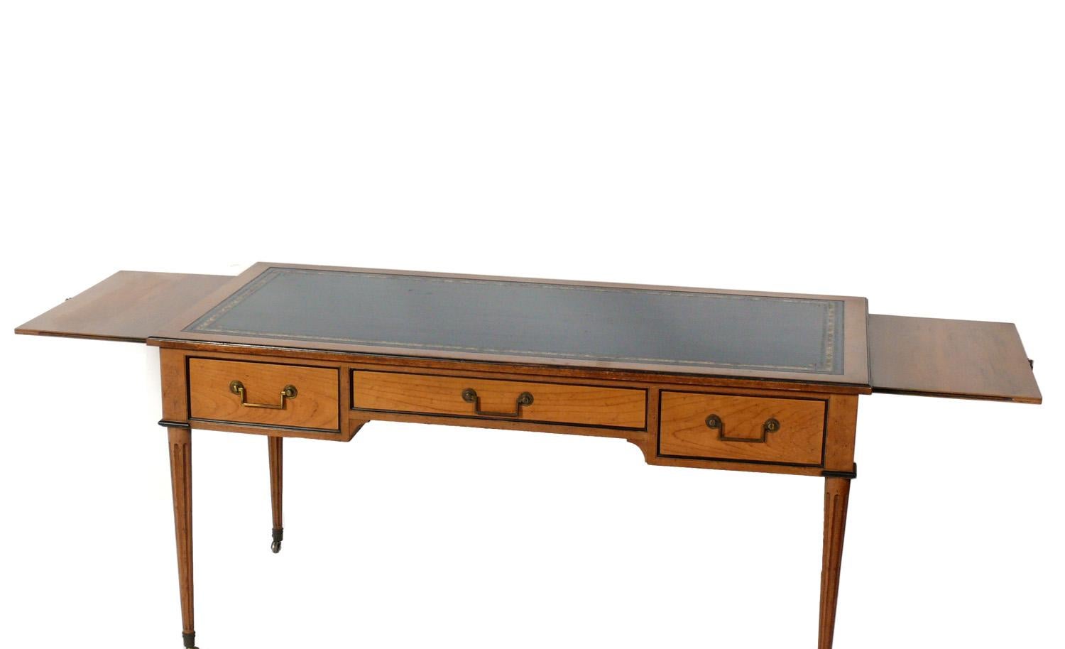 Neoclassical Leather Top Bureau Plat or Desk by Baker