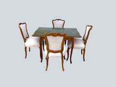 Leather Top Card Table With 4 Chairs