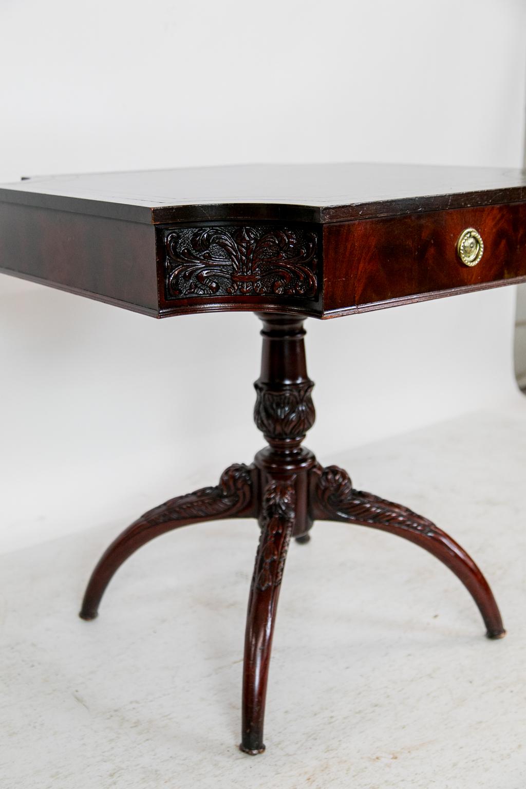 Mid-20th Century Leather Top Center Table For Sale
