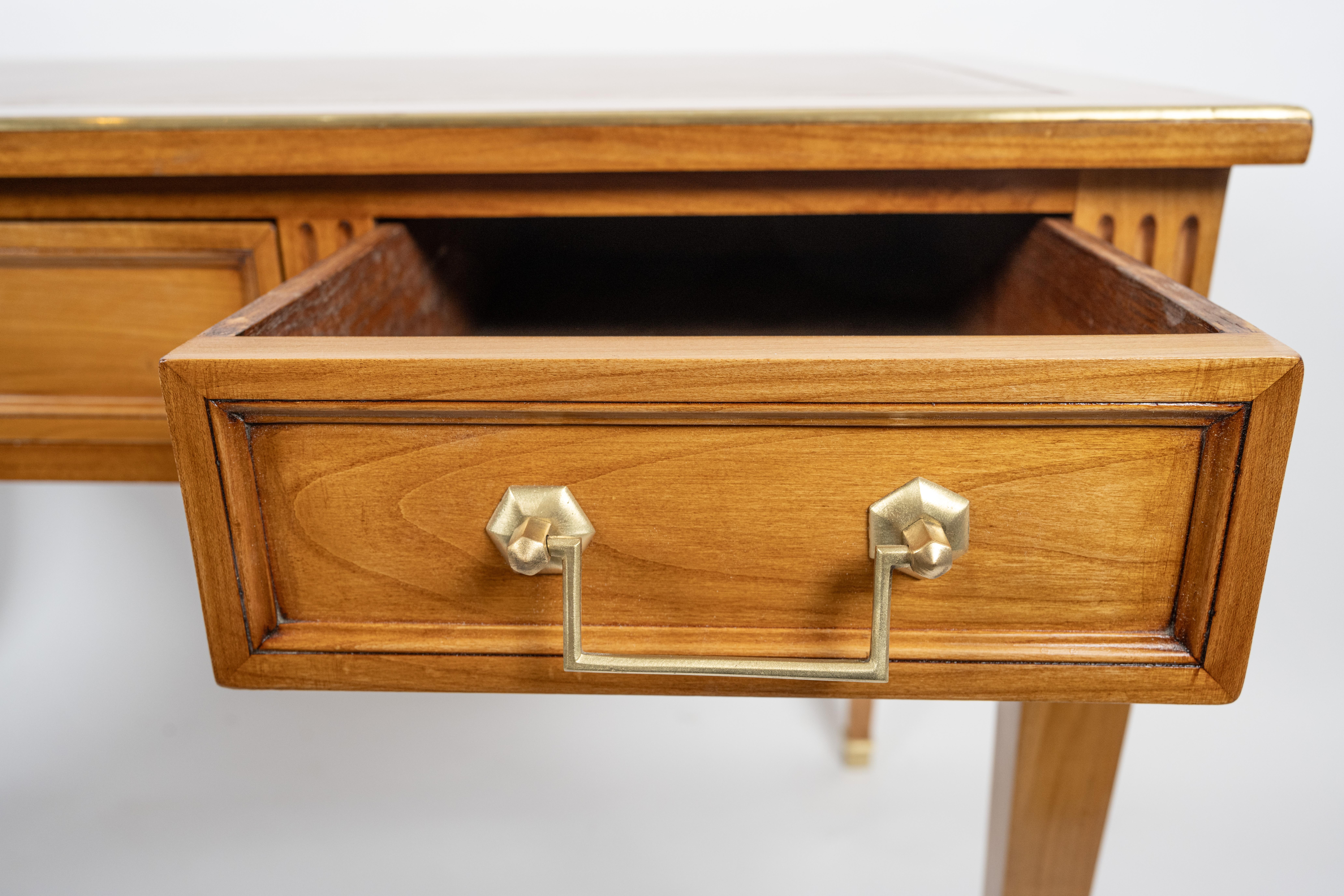 French Leather Top Cherry Desk For Sale