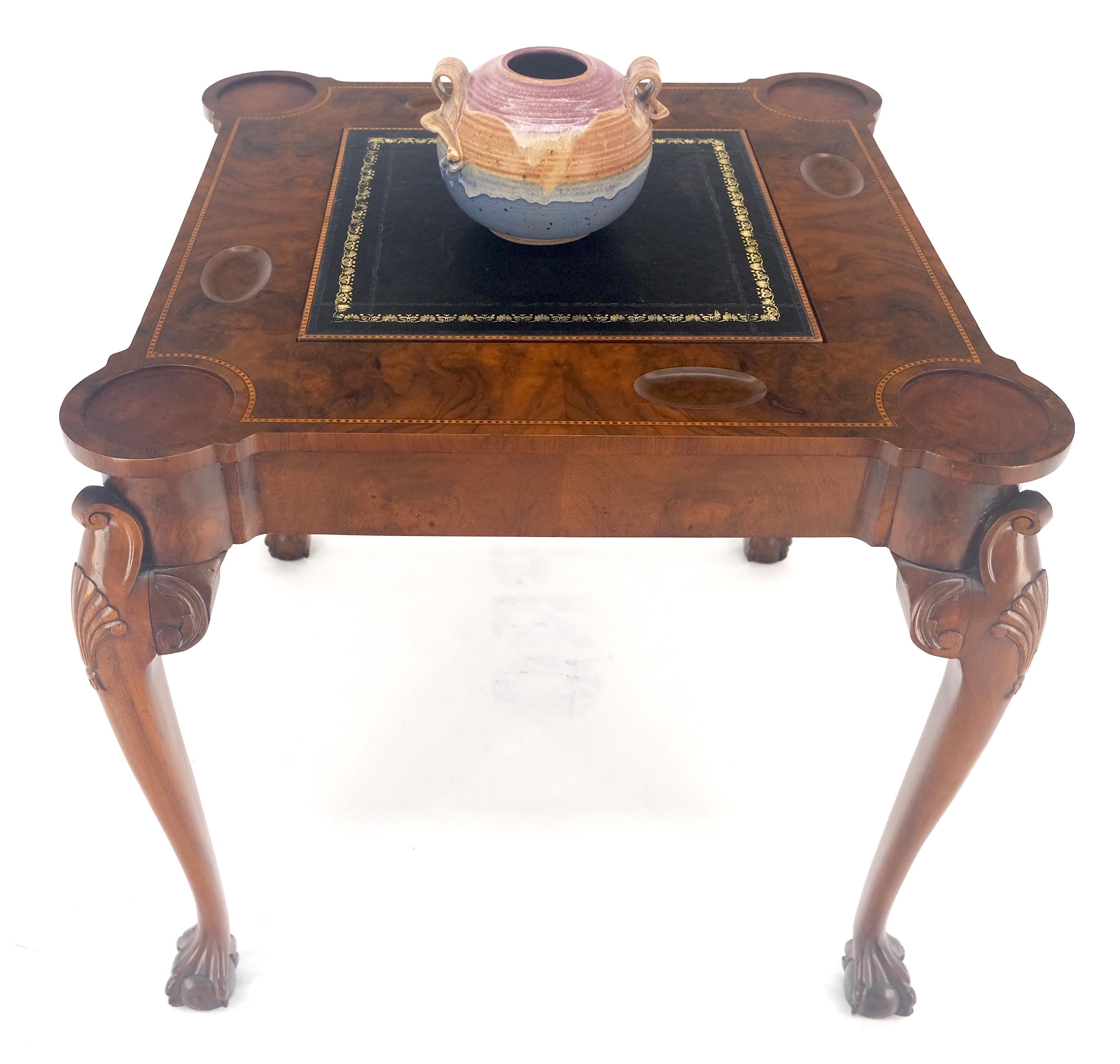 Leather Top Chippendale Style Ball & Claw Feet Backgammon Chess Game Table MINT! For Sale 6