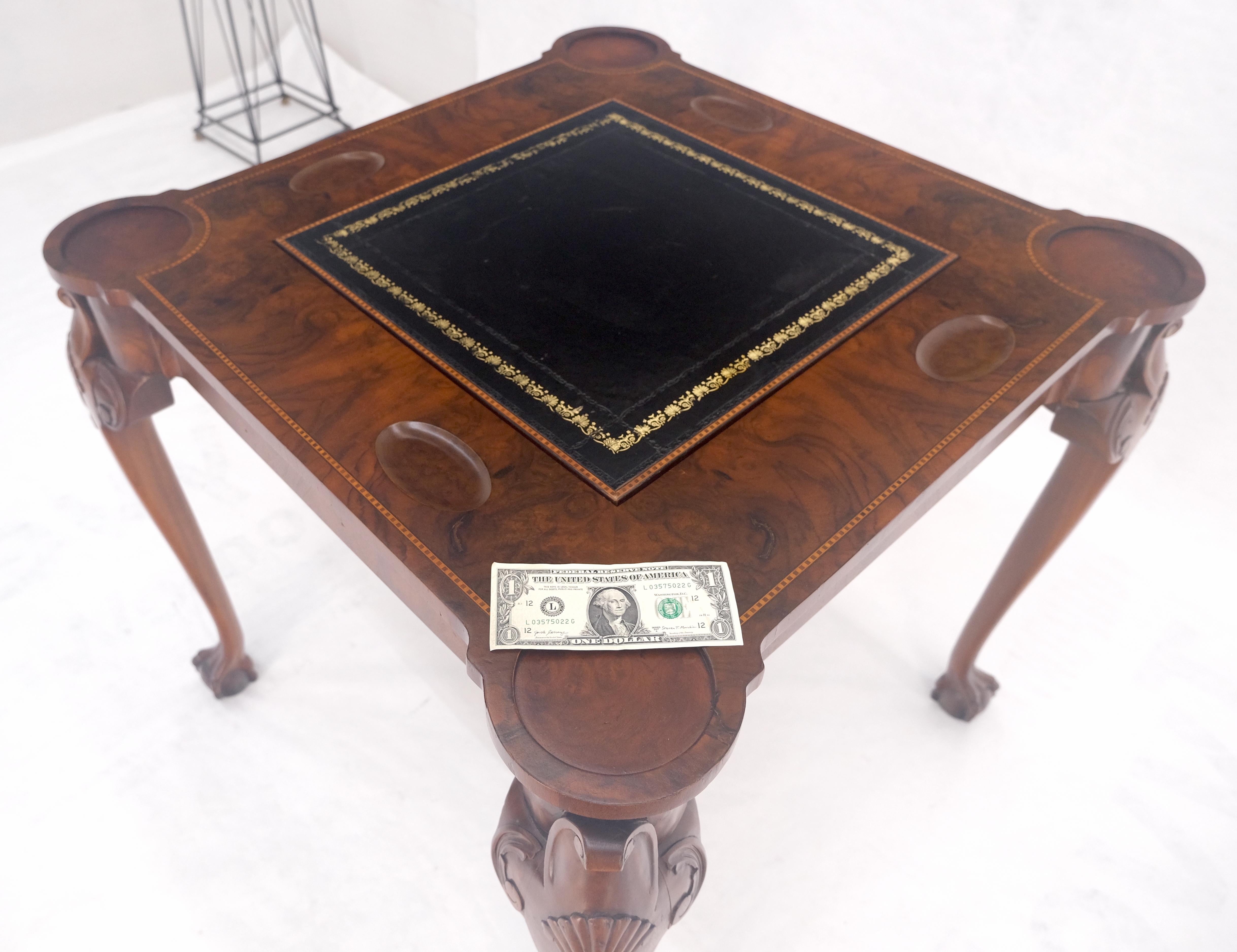Leather Top Chippendale Style Ball & Claw Feet Backgammon Chess Game Table MINT! For Sale 8