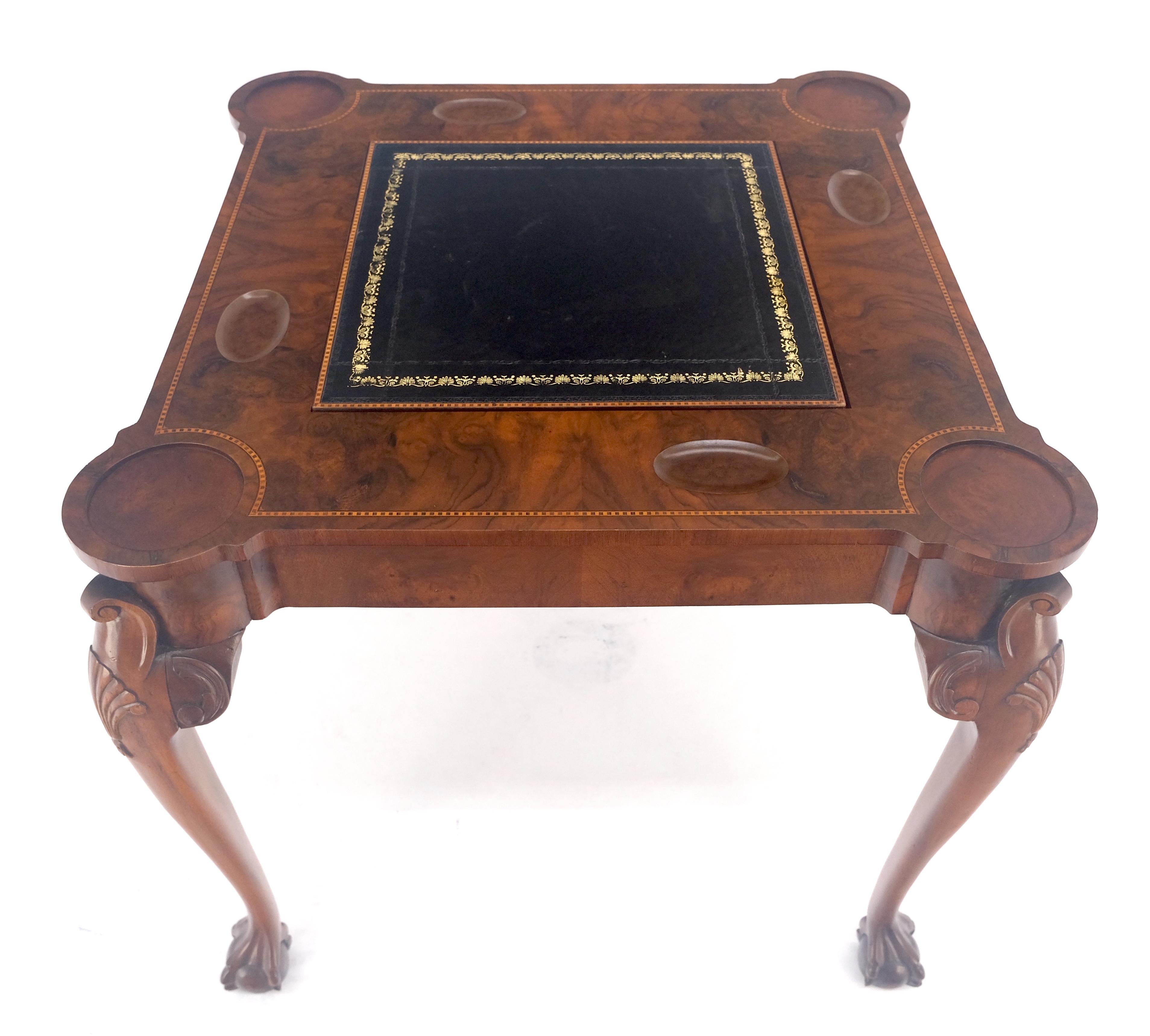 Leather Top Chippendale Style Ball & Claw Feet Backgammon Chess Game Table MINT! In Good Condition For Sale In Rockaway, NJ
