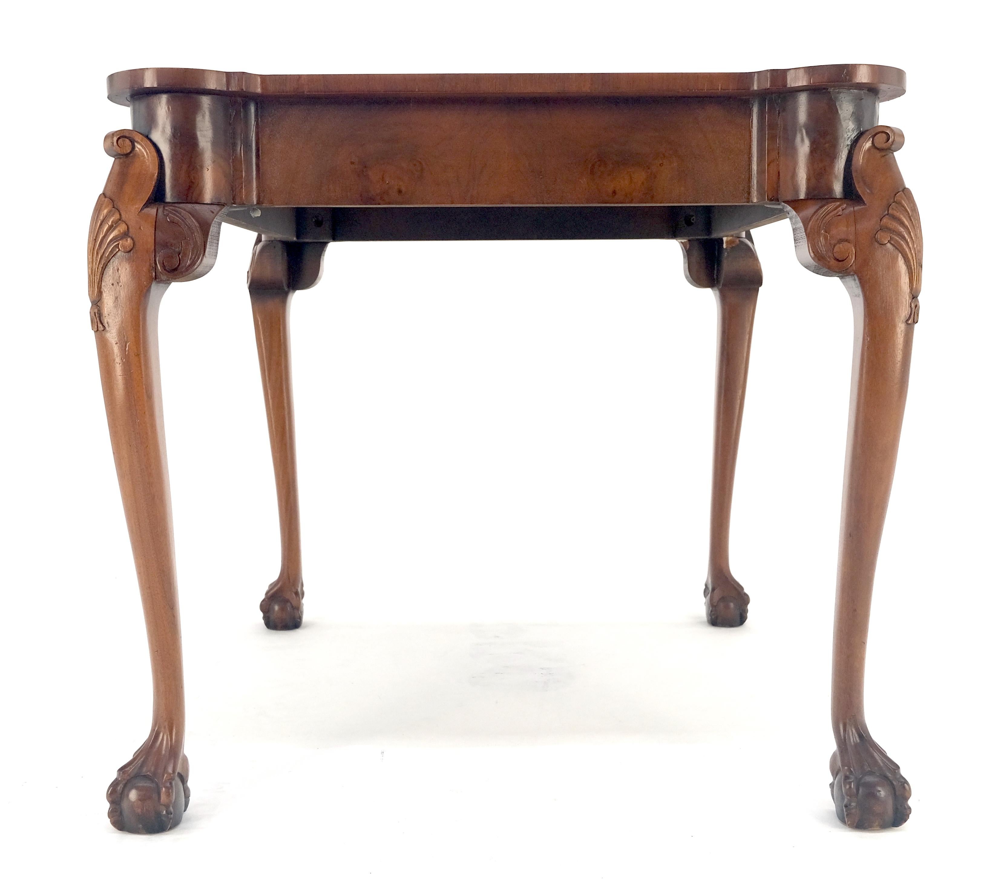 20th Century Leather Top Chippendale Style Ball & Claw Feet Backgammon Chess Game Table MINT! For Sale