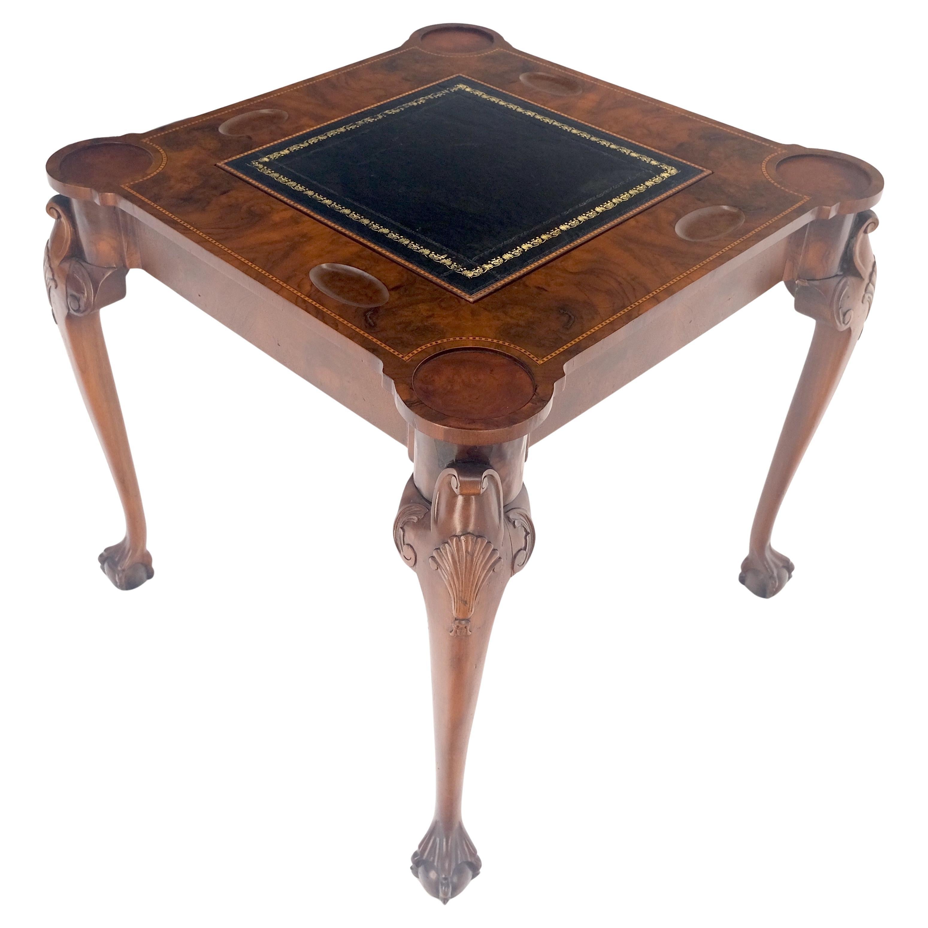 Lederplatte Chippendale Style Ball & Claw Feet Backgammon Schach Spieltisch MINT!