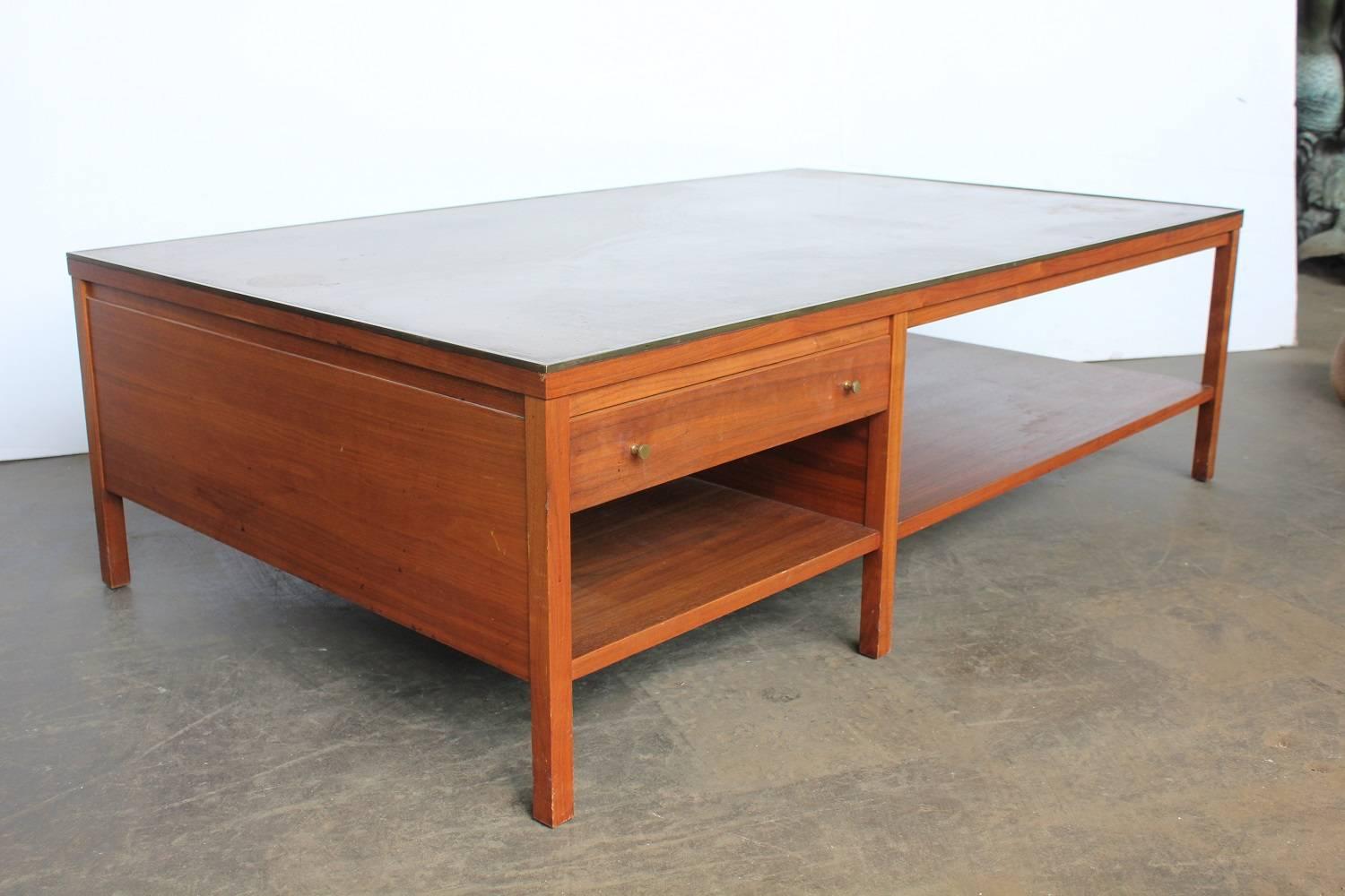 Leather Top Coffee Table By Paul McCobb For Calvin Group