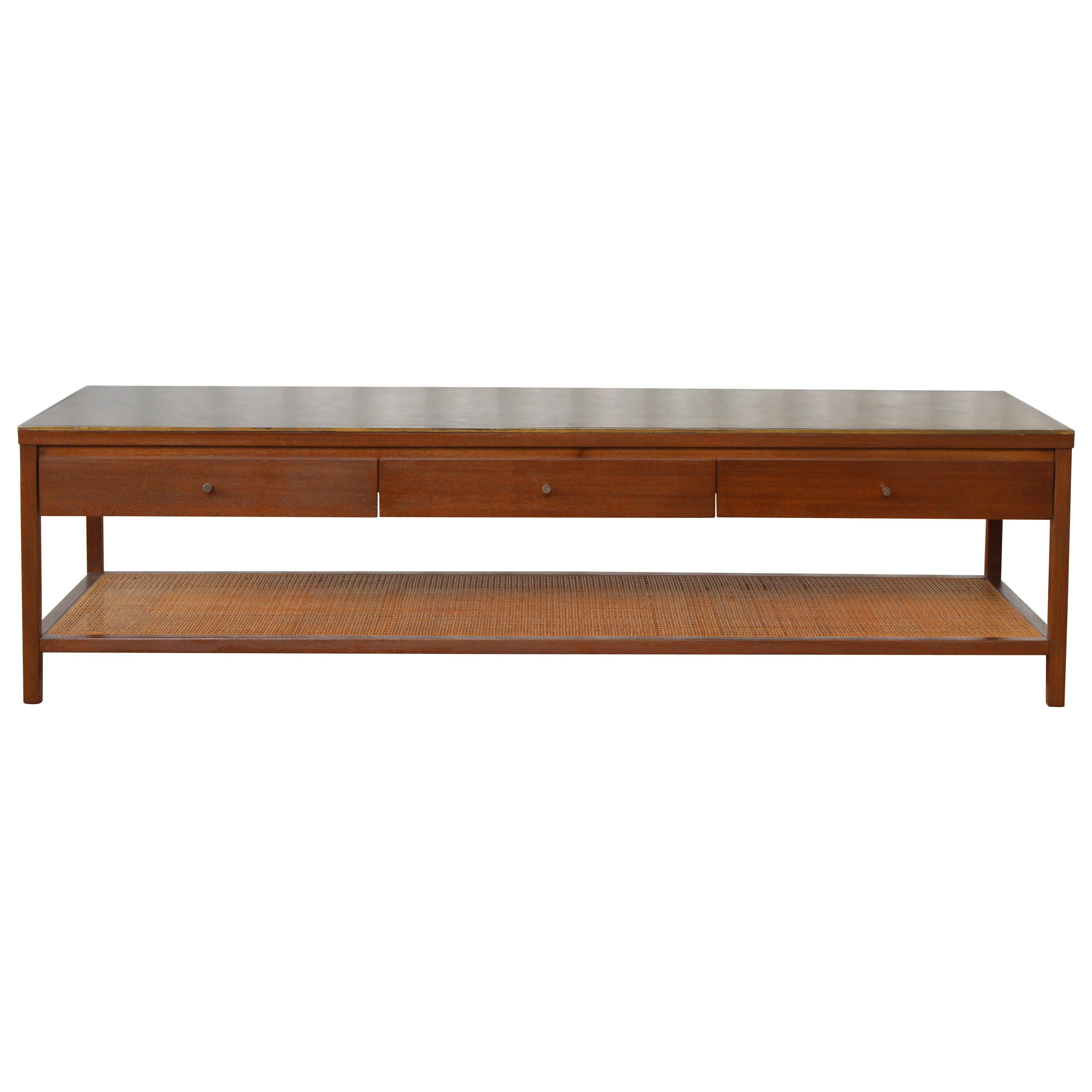 Leather Top Coffee Table by Paul McCobb for Calvin, USA, 1950s at 1stDibs
